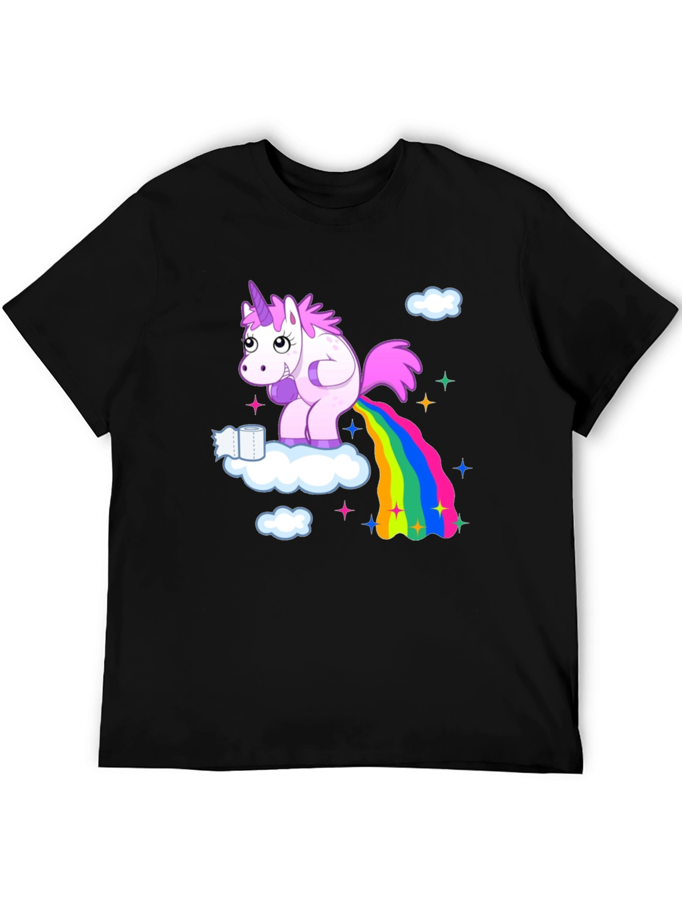 Black Unicorn Rainbow Humor T-Shirt view 5