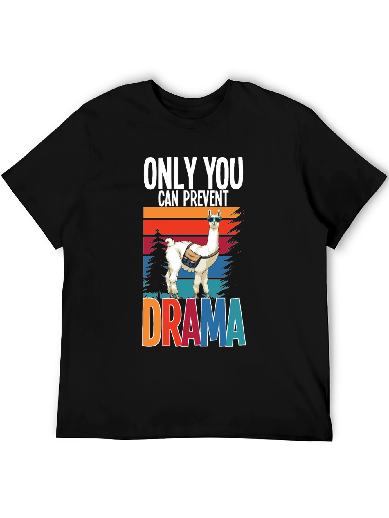 Black Only You Can Prevent Drama Llama Graphic Tee view 5