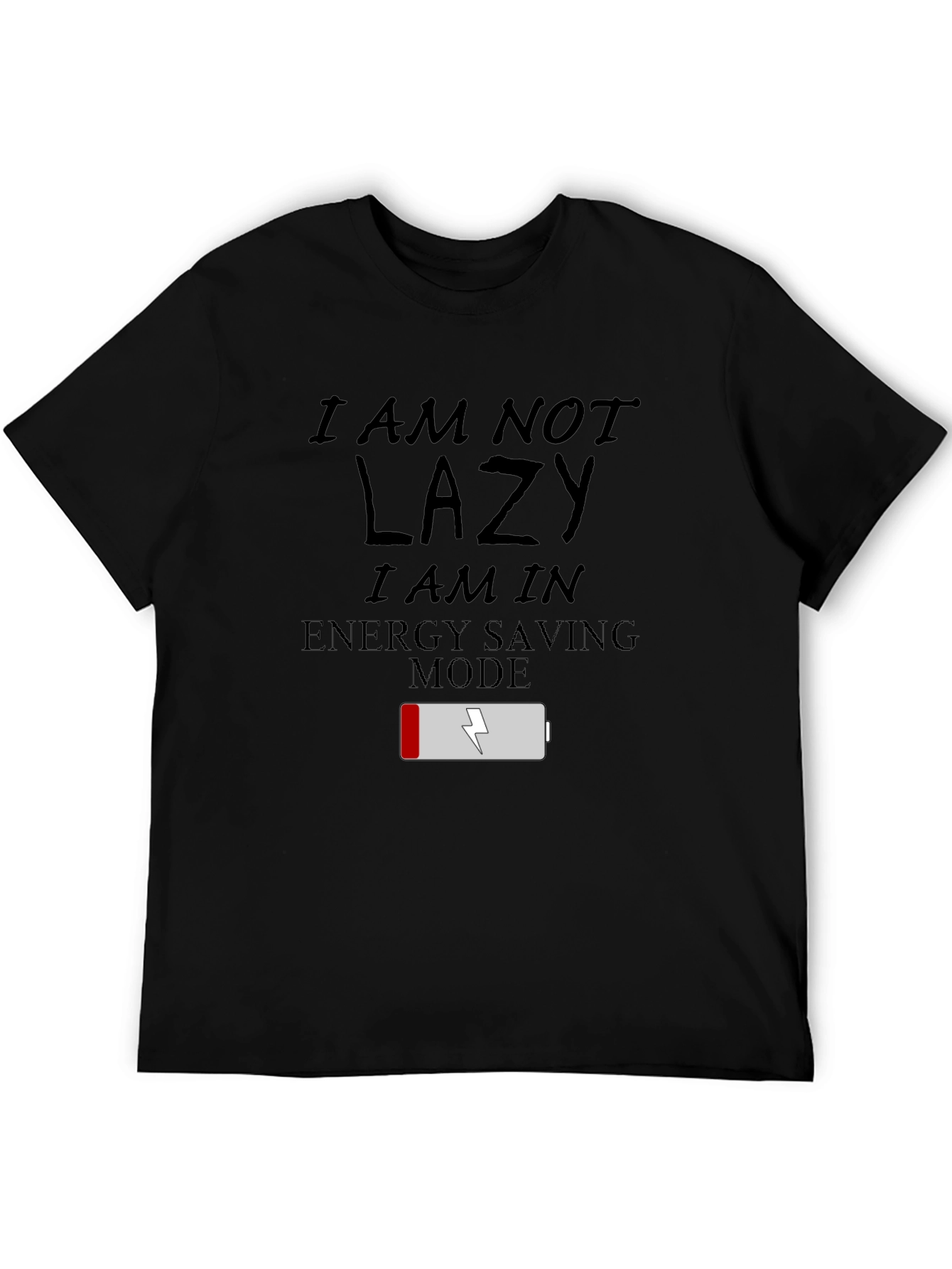 Black Lazy Energy Saving Mode T-Shirt view 5