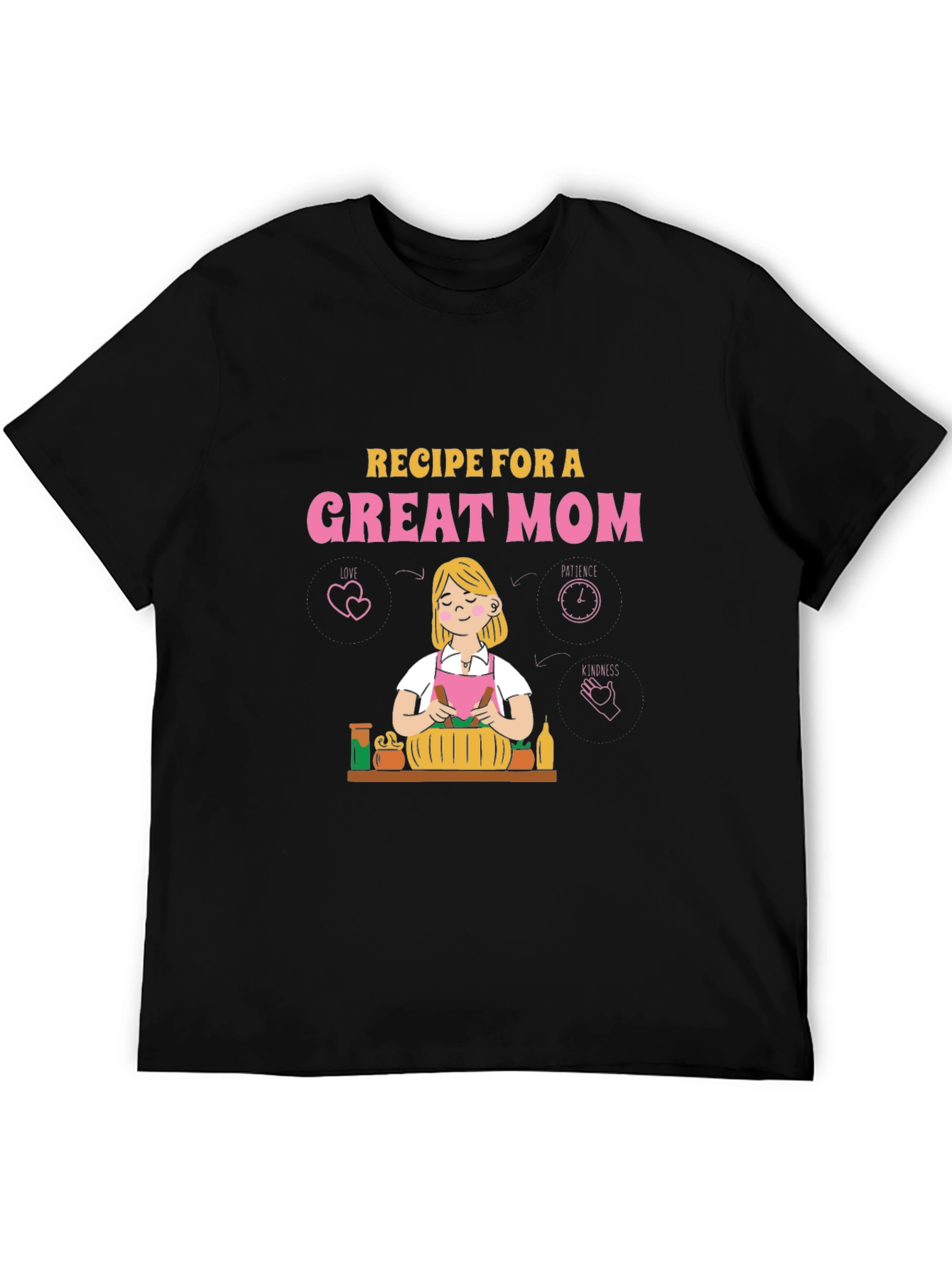 Black Recipe for a Great Mom Graphic T-Shirt view 5