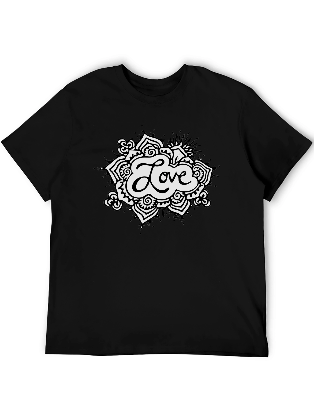 Black Love Mandala Black T-Shirt - Stylish Men's Tee view 5