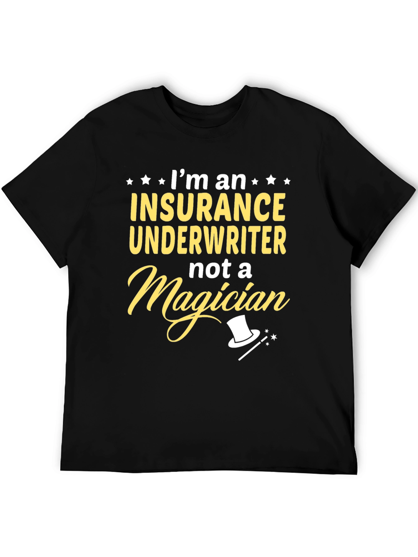 Black Insurance Underwriter T-Shirt - Funny Magician Tee view 5