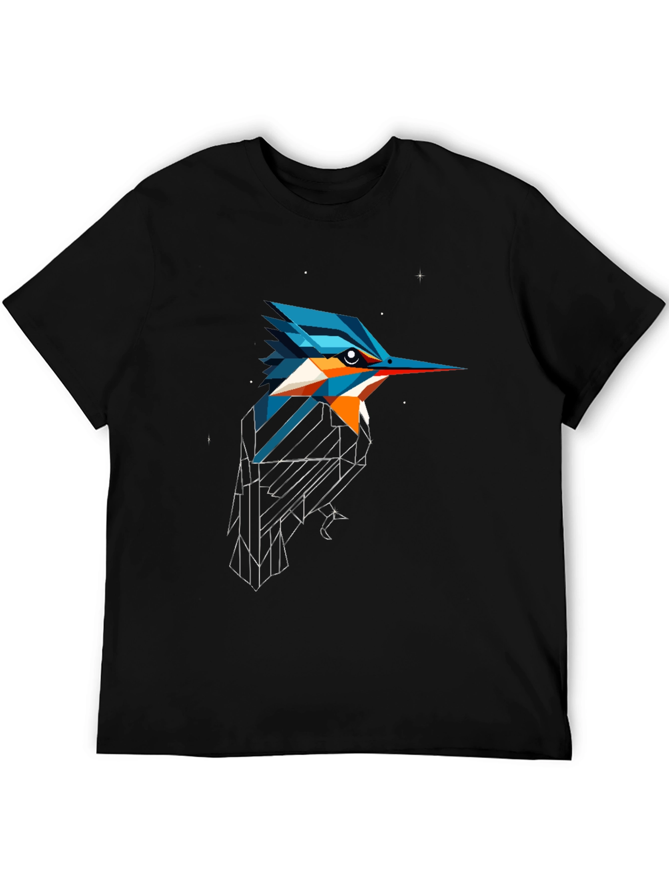 Black Geometric Kingfisher Graphic Tee view 5