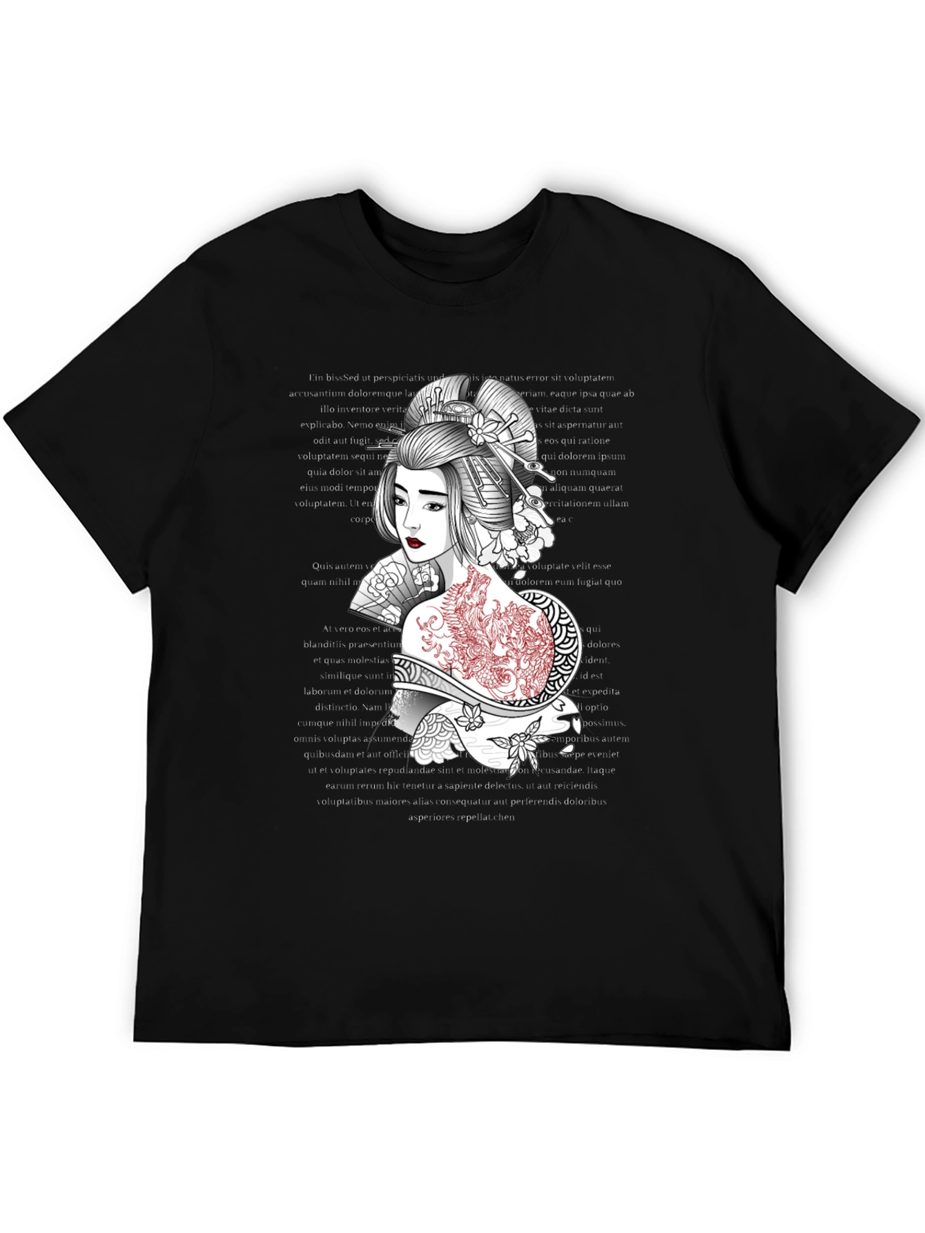 Black Geisha Graphic Tee: Artistic Style, Comfortable Fit view 5