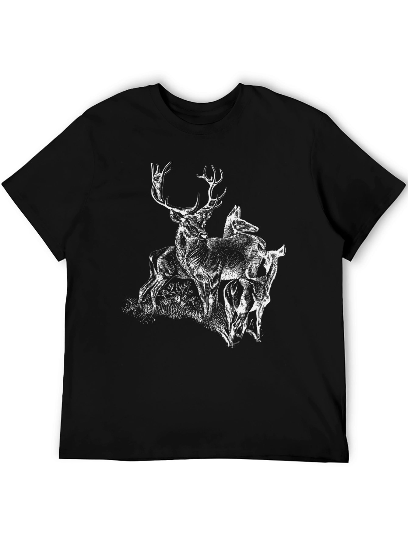 Black Deer Graphic Tee - Black Cotton Blend Casual Top view 5