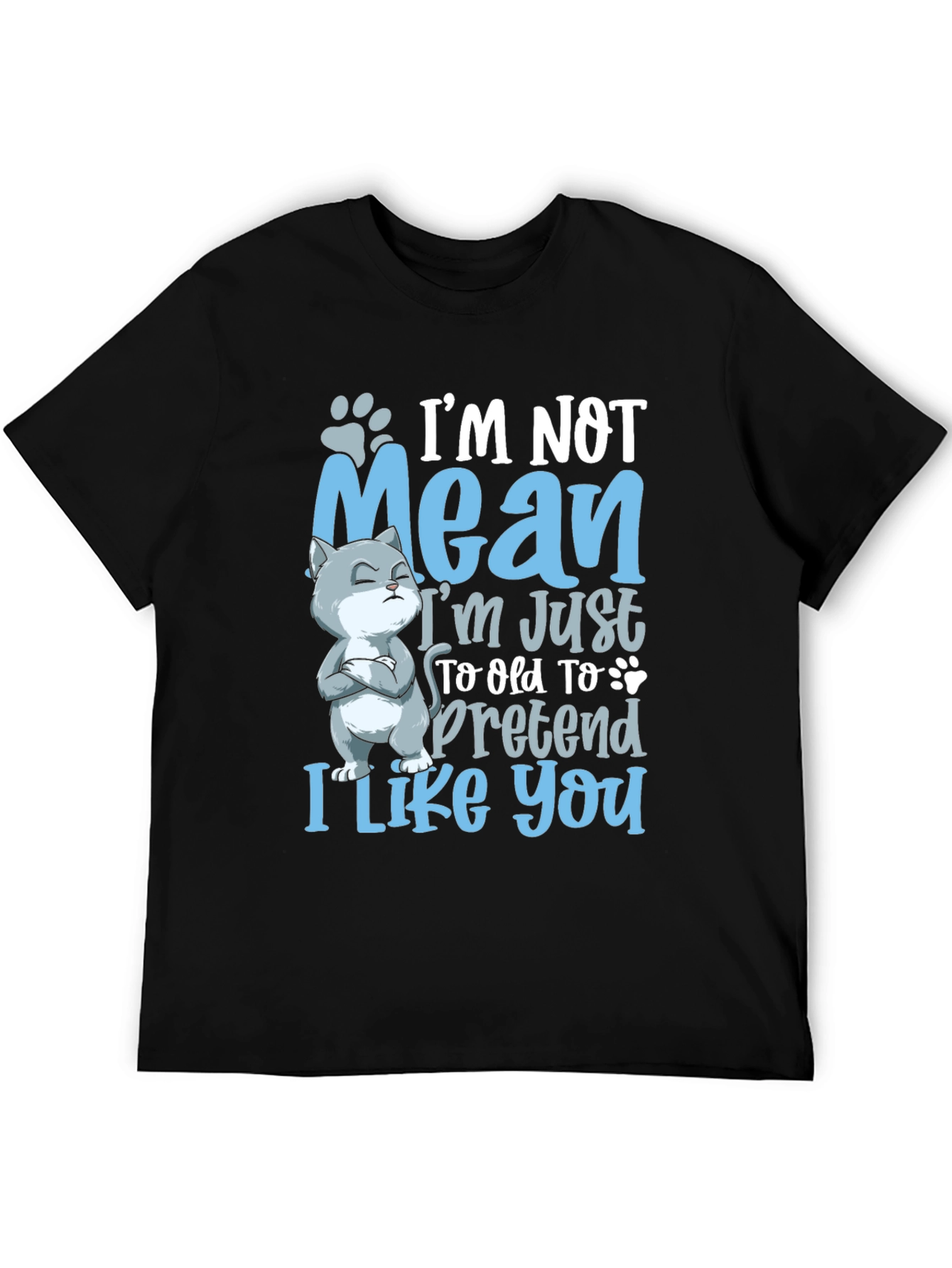 Black Funny Cat Graphic Tee: I'm Not Mean view 5
