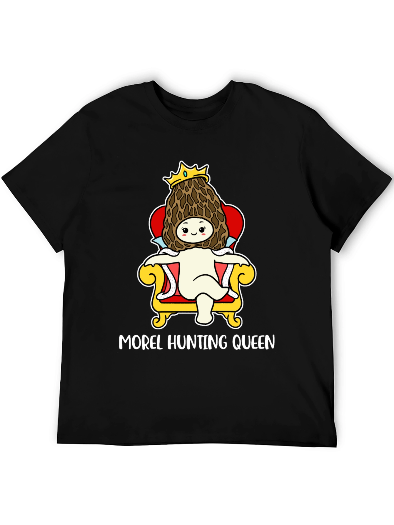 Black Morel Hunting Queen T-Shirt, Mushroom Lover Tee view 5