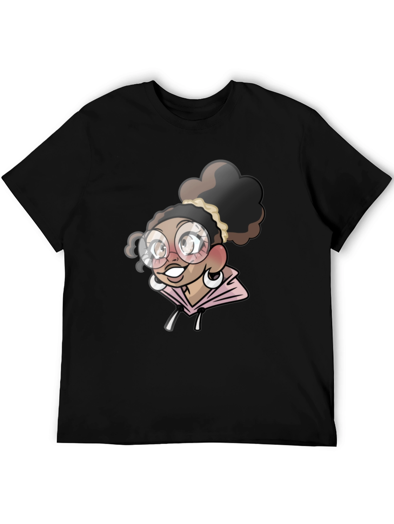 Black Cartoon Girl T-Shirt - Stylish Black Tee view 5