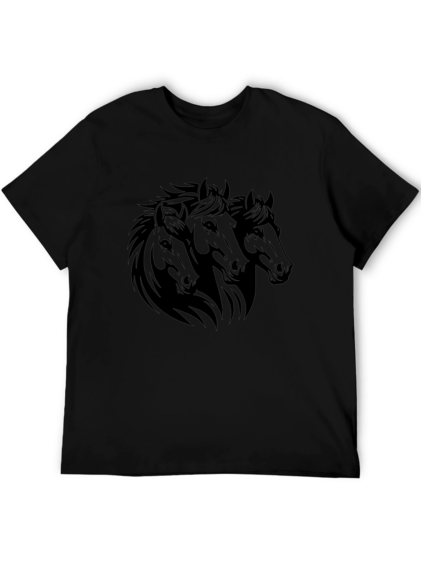 Black Black Horse Trio Graphic Tee - Stylish Men's T-Shirt view 5
