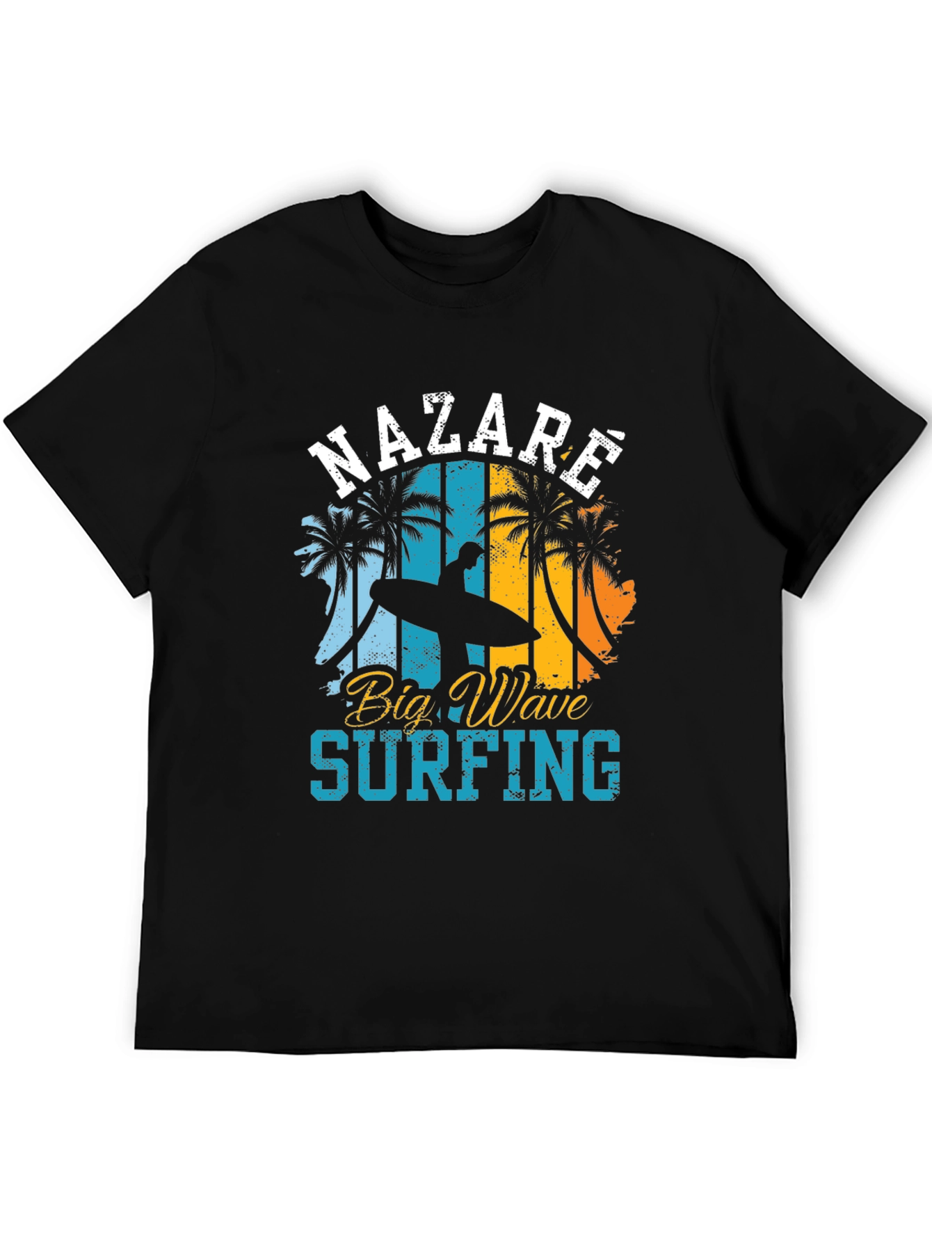 Black Nazare Big Wave Surfing Tee view 5