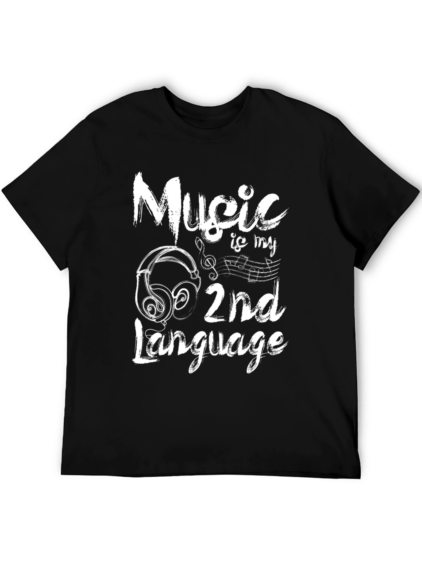 Black Music is My 2nd Language Black Graphic Tee view 5