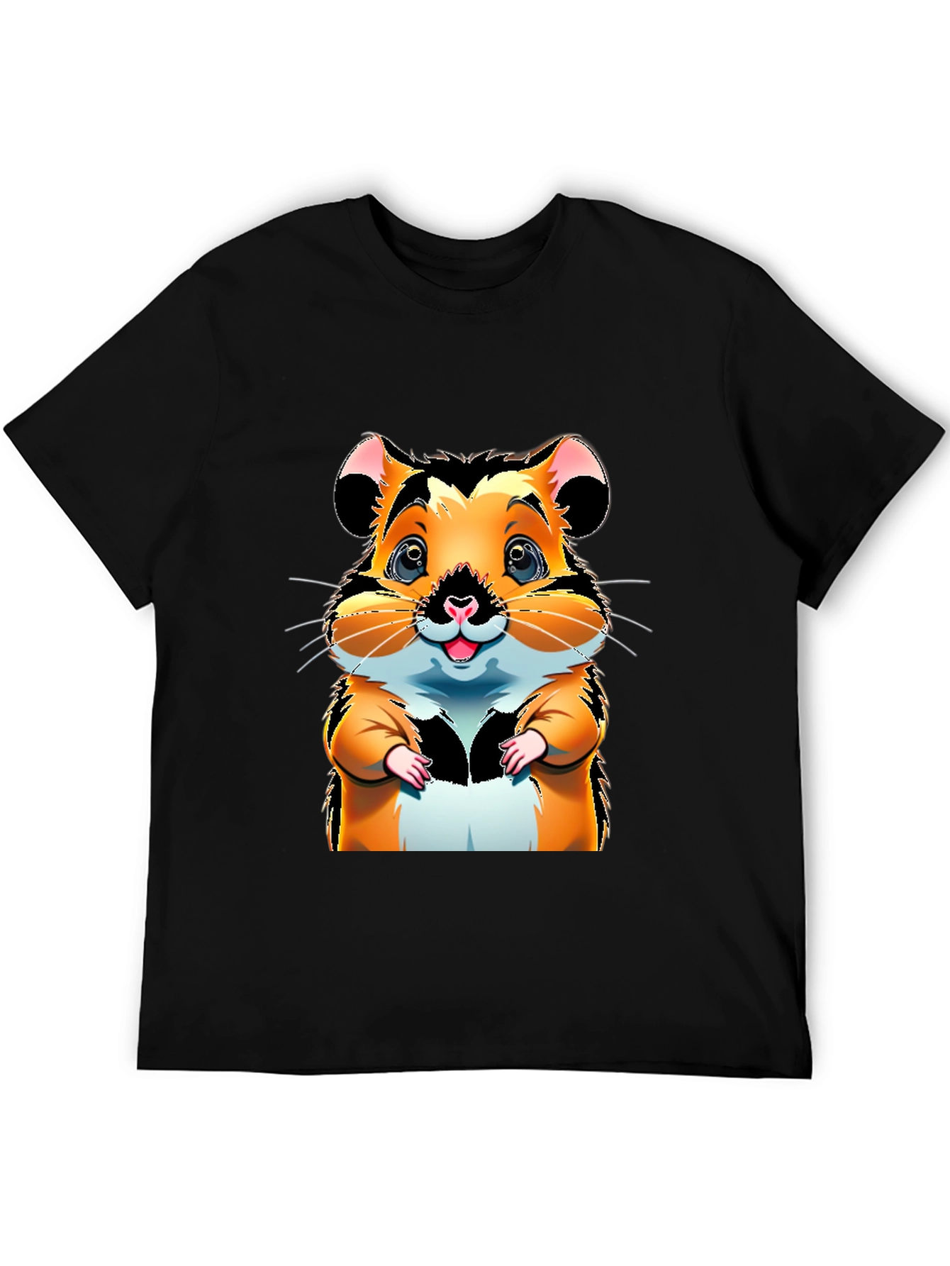 Black Cute Hamster Cartoon Graphic Tee view 5