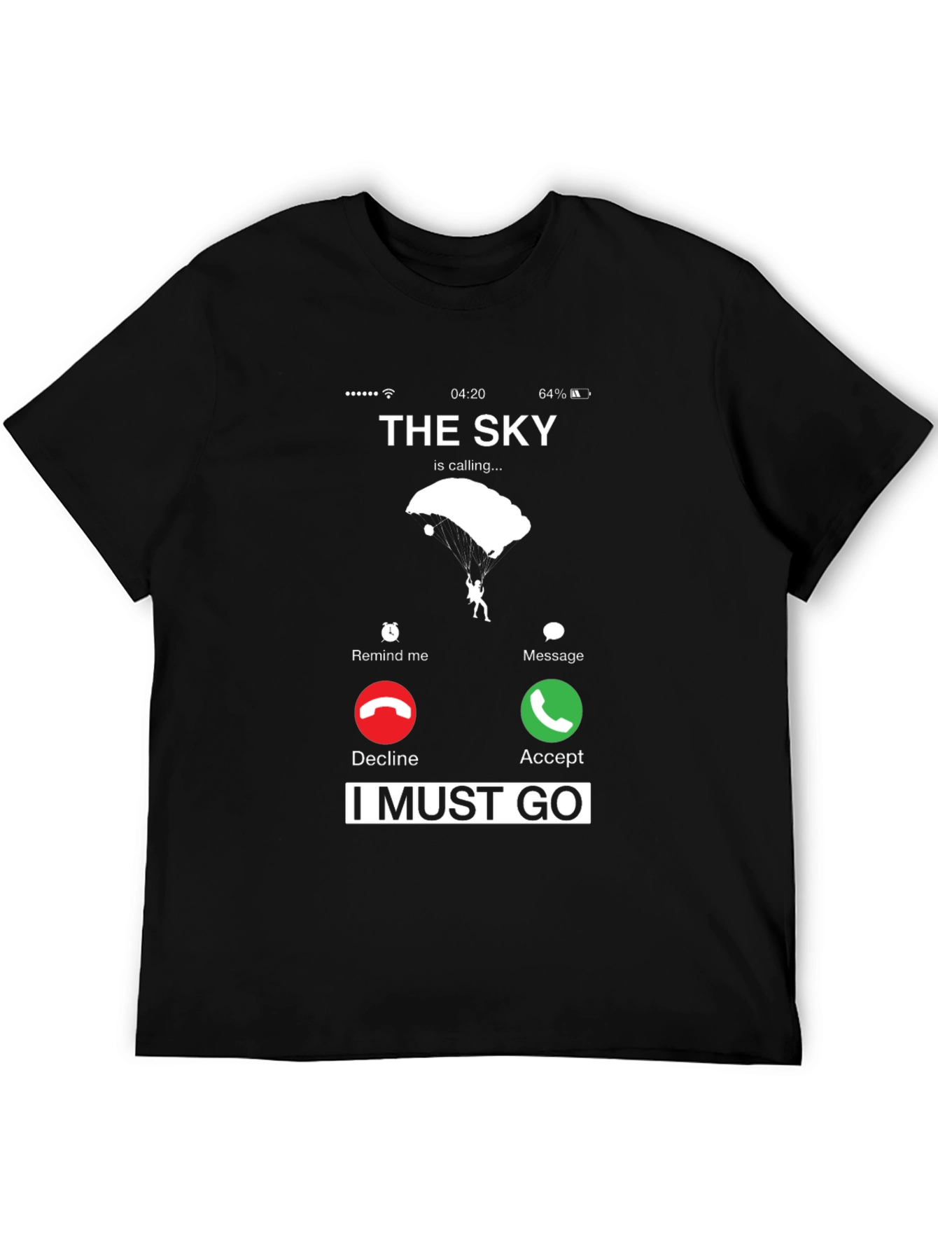 Black The Sky is Calling Skydive T-Shirt view 5