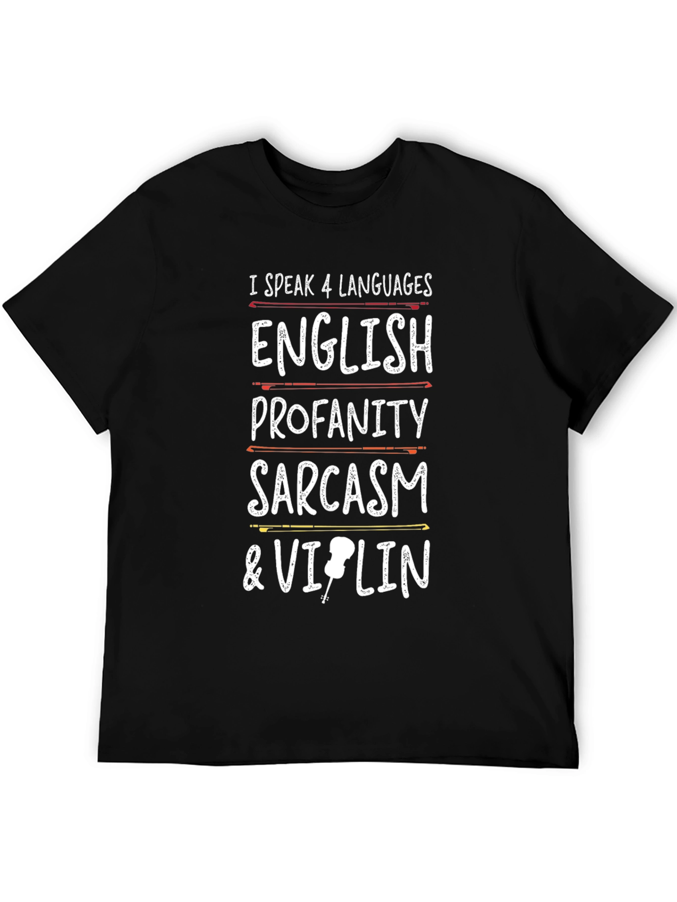 Black I Speak 4 Languages Funny Music T-Shirt view 5