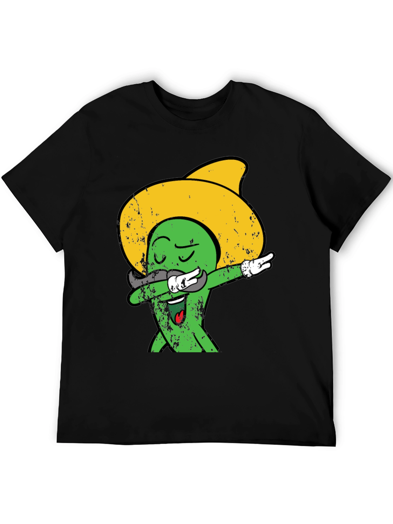 Black Dabbing Cactus Sombrero Graphic Tee view 5
