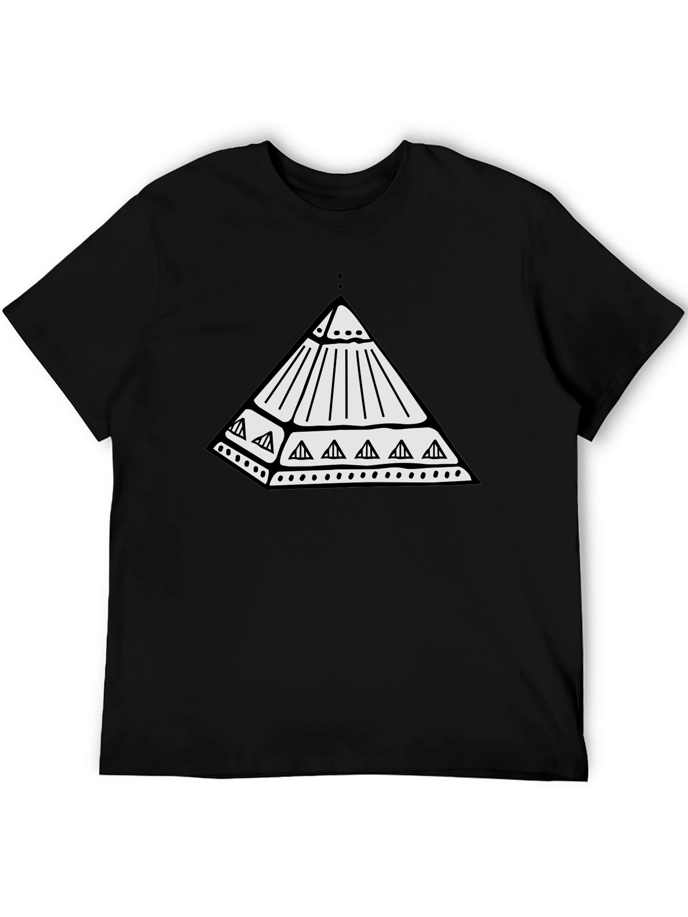 Black Geometric Pyramid Tee - Black Cotton T-Shirt view 5