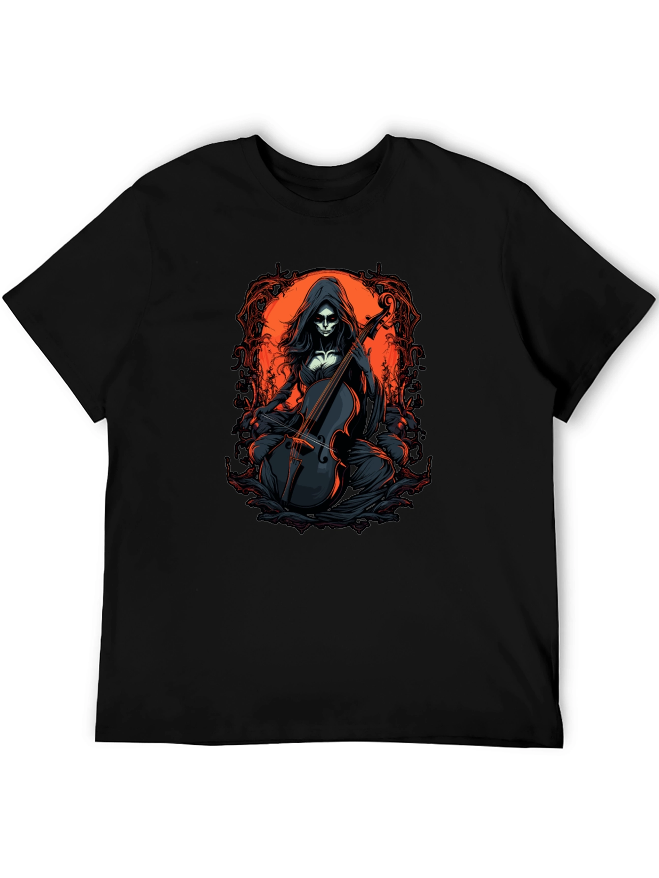 Black Grim Reaper Cello T-Shirt view 5