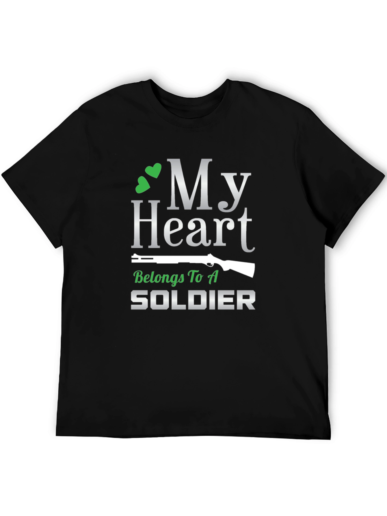 Black My Heart Belongs To A Soldier Graphic T-Shirt view 5