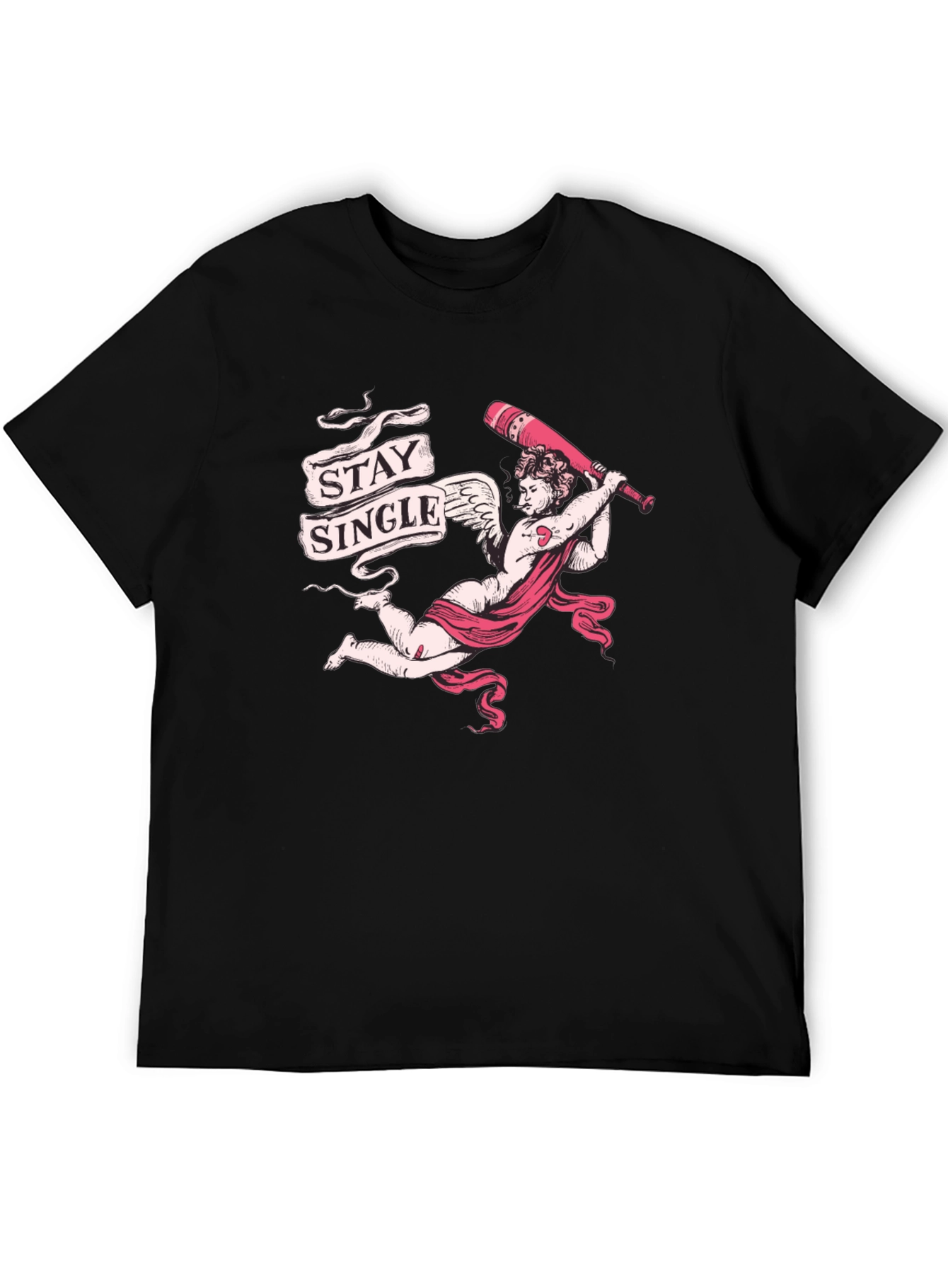 Black Stay Single Graphic Tee - Cupid's Revenge T-Shirt view 5