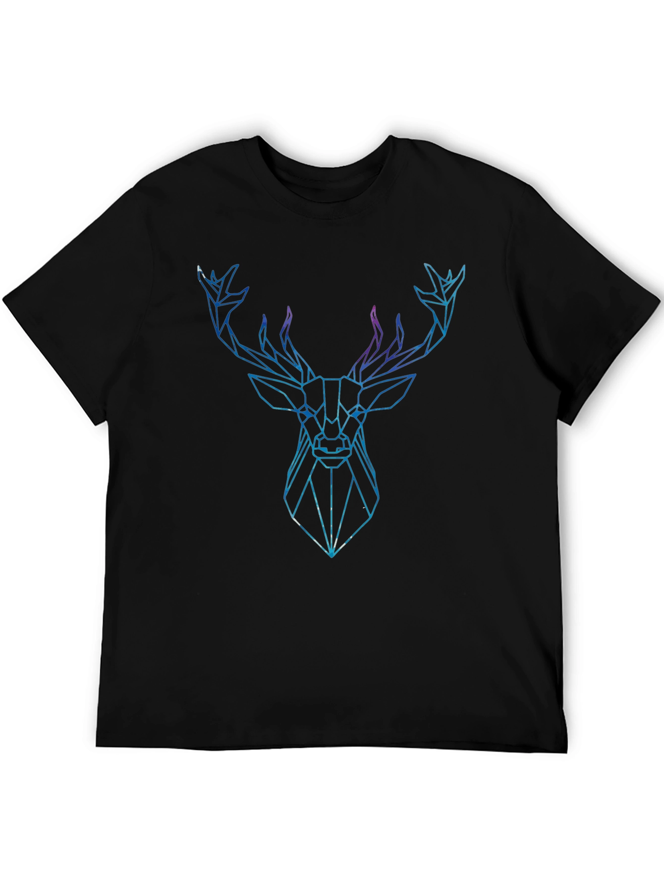 Black Geometric Deer Graphic Tee - Modern Animal Print Shirt view 5