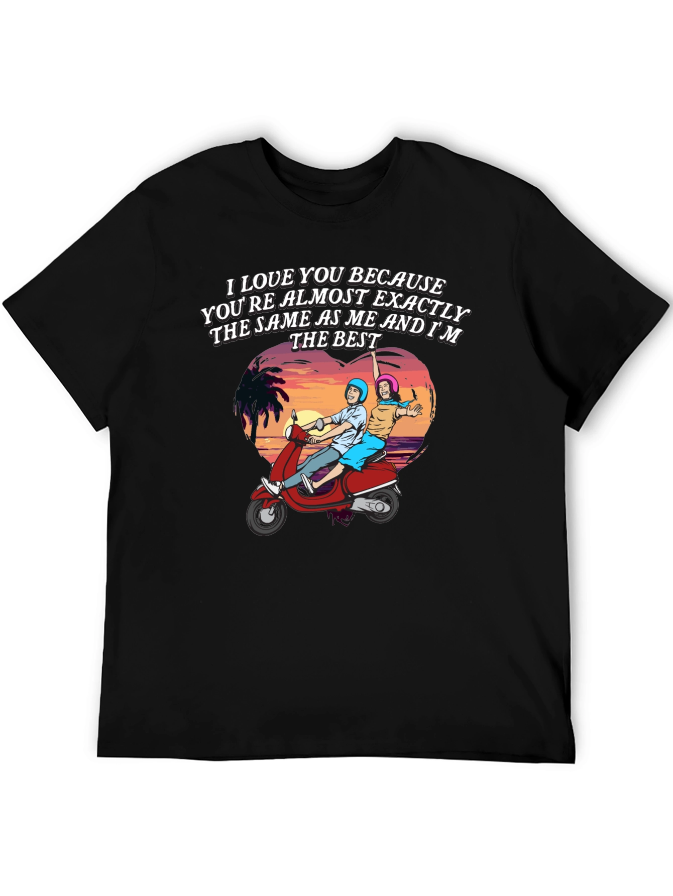 Black I Love You Because T-Shirt, Funny Matching Couple Tee view 5