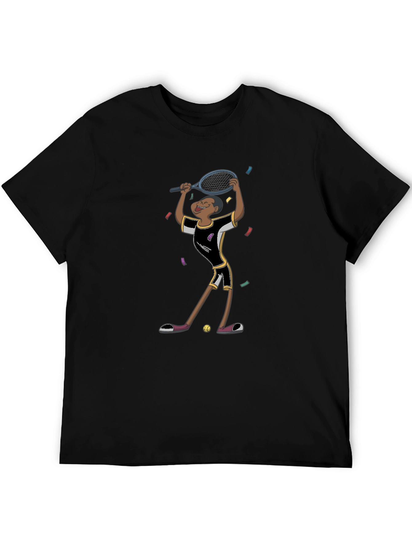 Black Tennis Player Graphic T-Shirt - Black Cotton Tee view 5