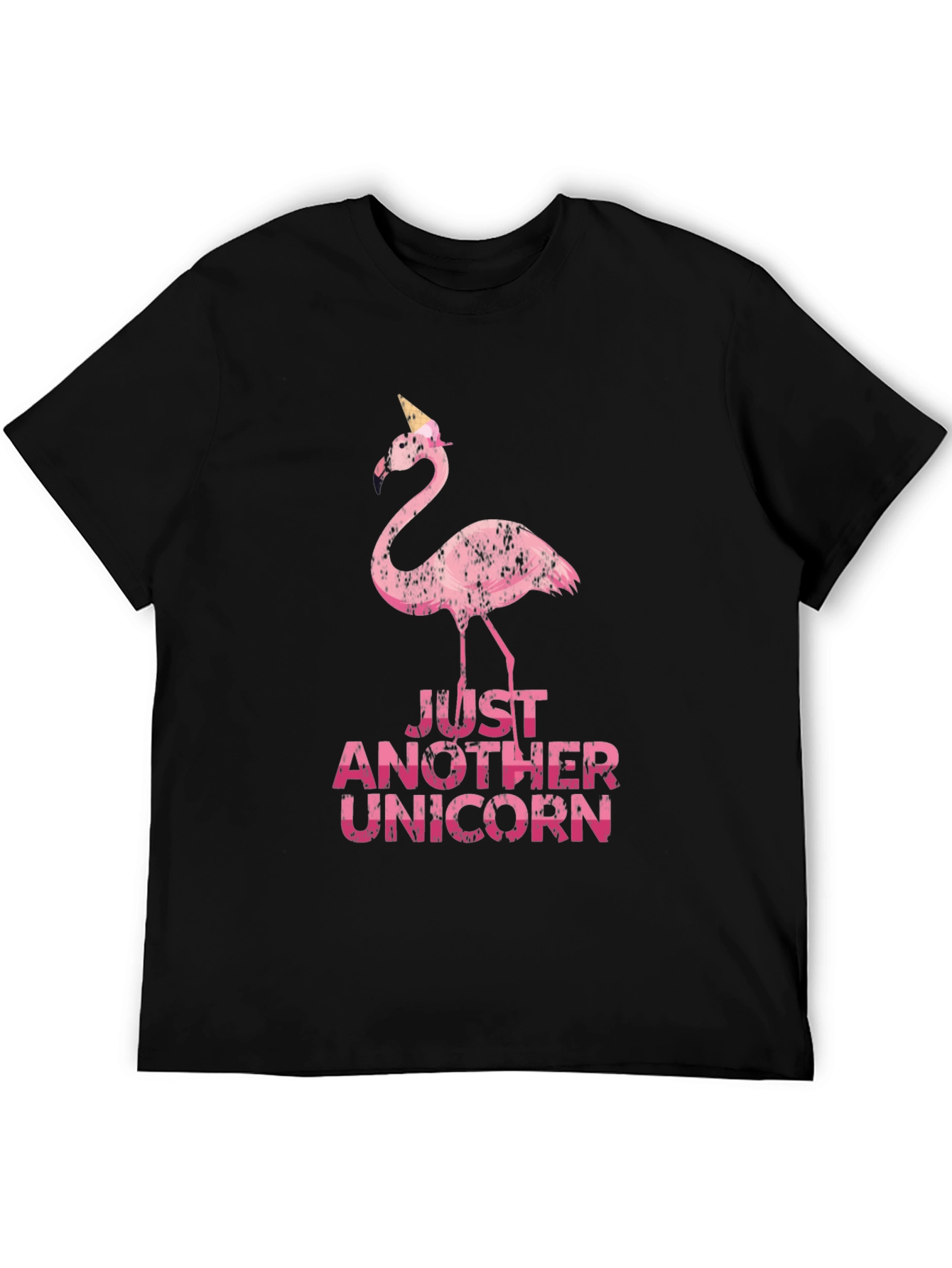 Black Funny Flamingo Unicorn Graphic Tee view 5