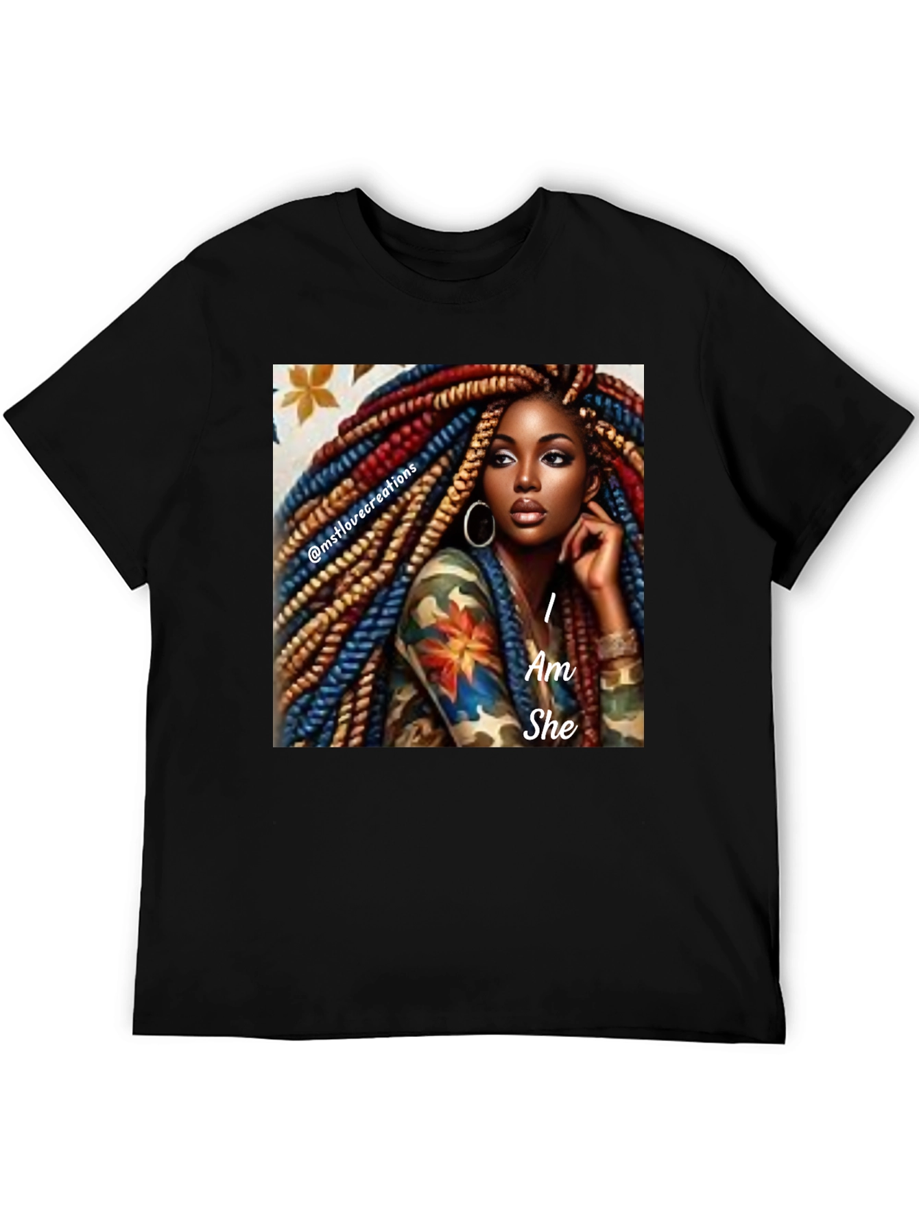 Black I Am She Graphic Tee - Black Cotton Blend view 5