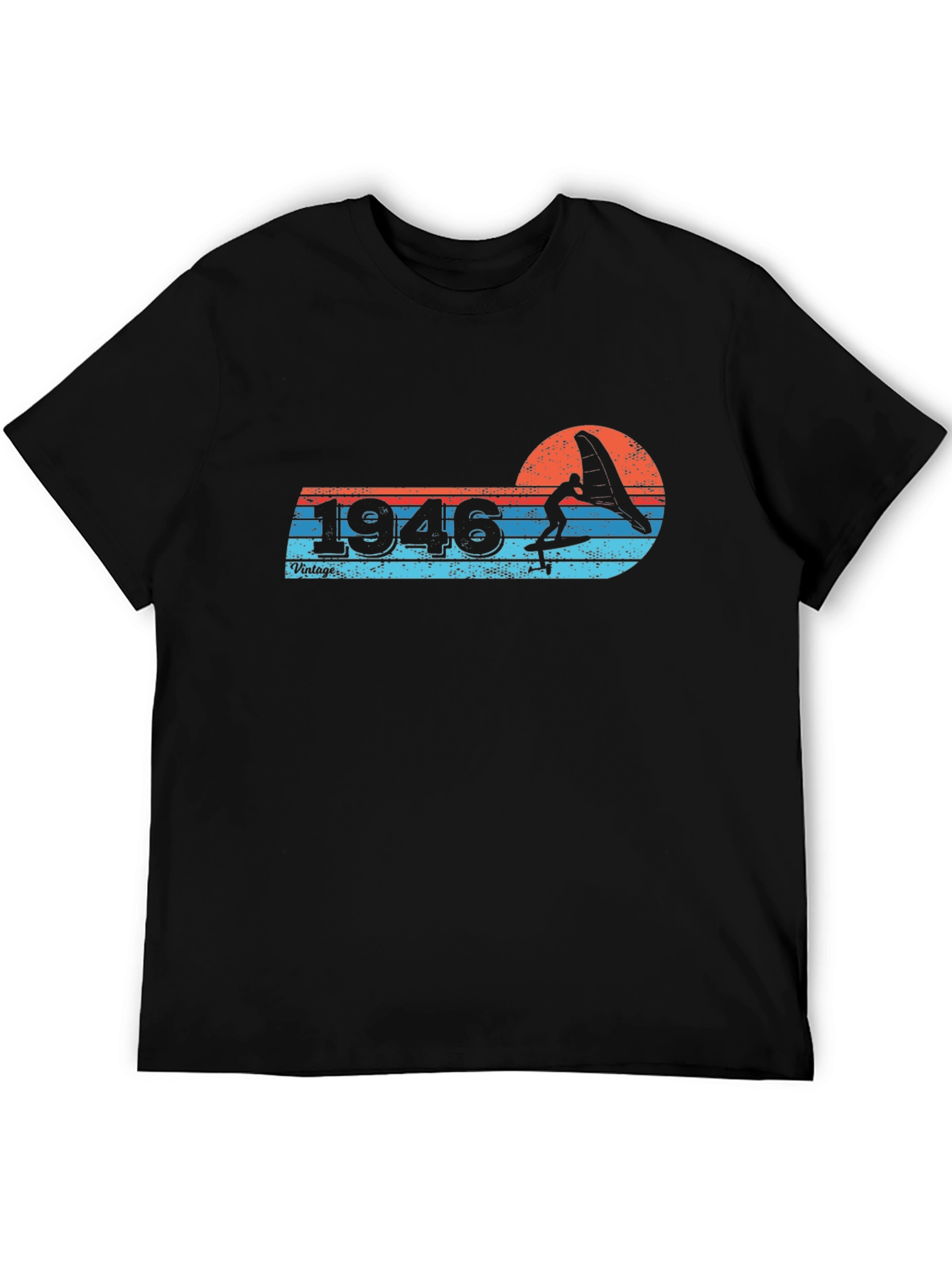 Black Vintage 1946 Windsurfer T-Shirt view 5