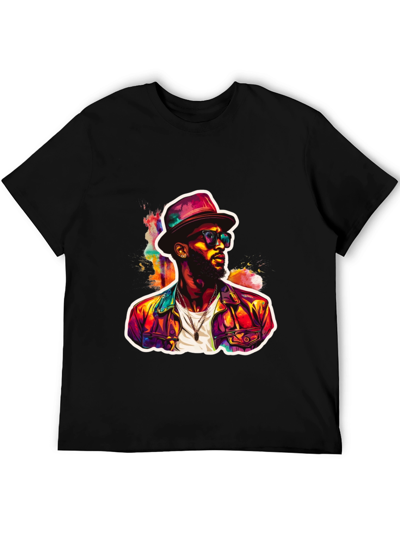 Black Cool Man Portrait Graphic Tee view 5