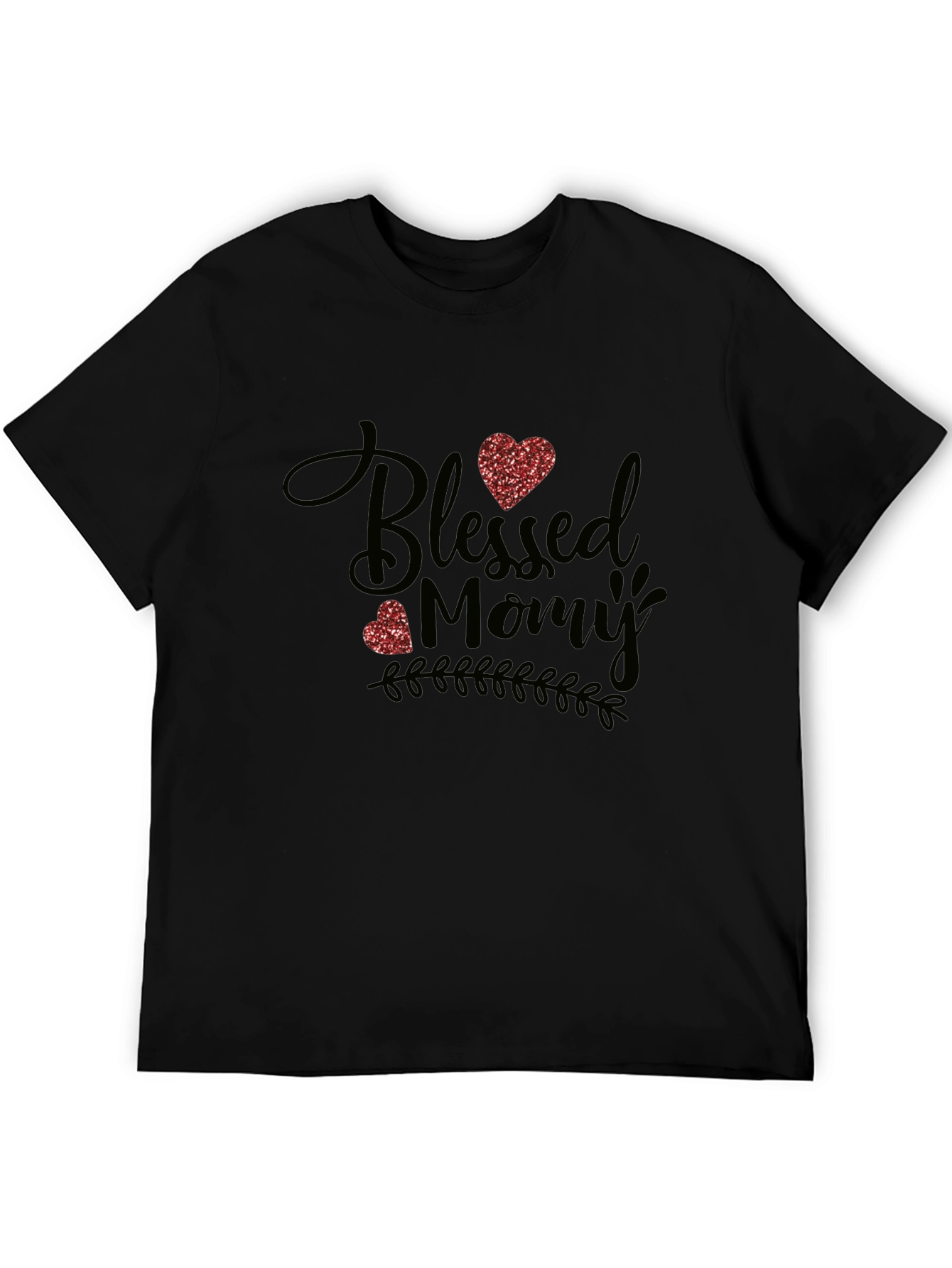 Black Blessed Mommy T-Shirt - Cute Mother's Day Tee view 5