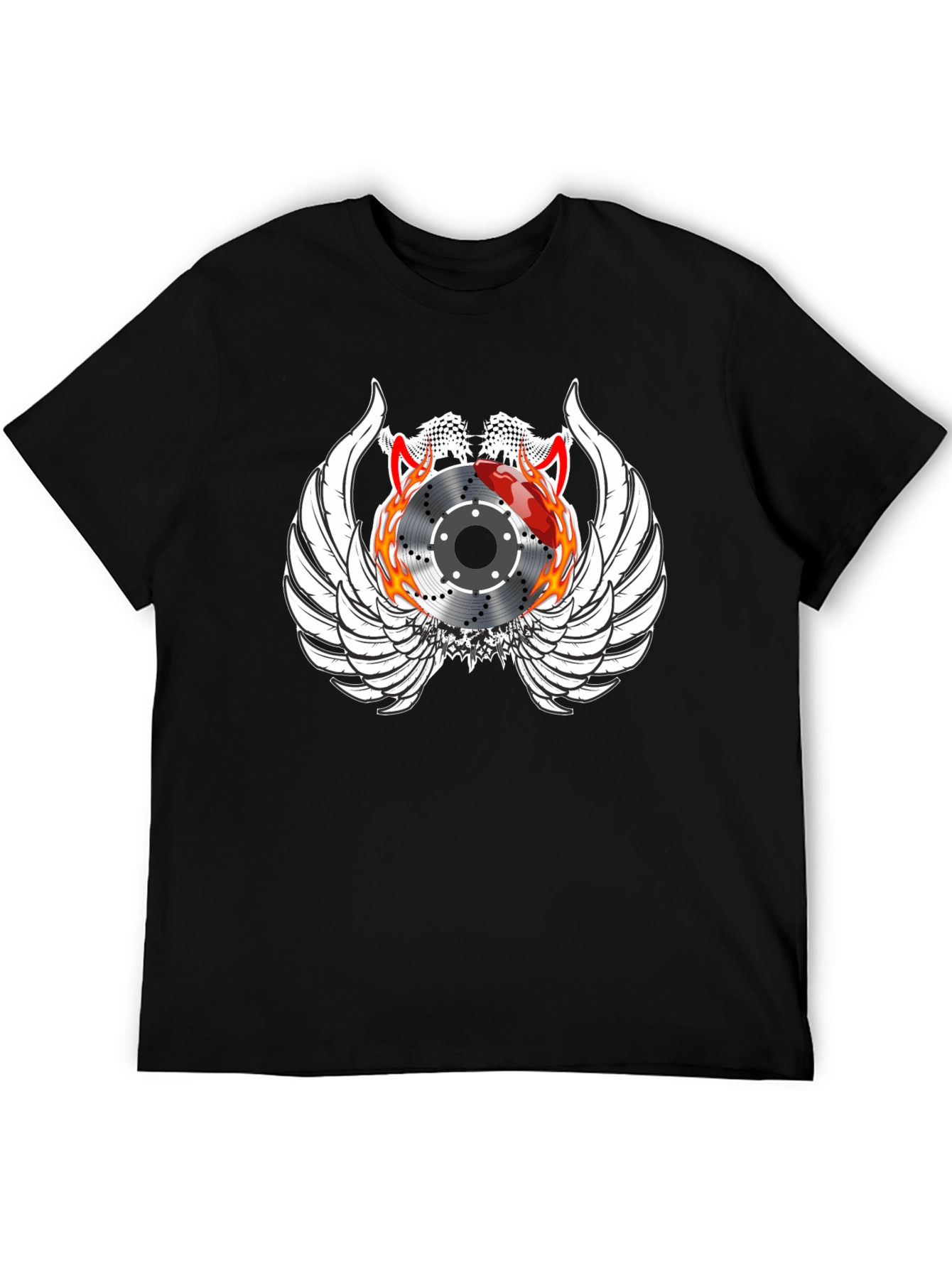 Black Racing Brake Disc Winged Graphic Tee view 5