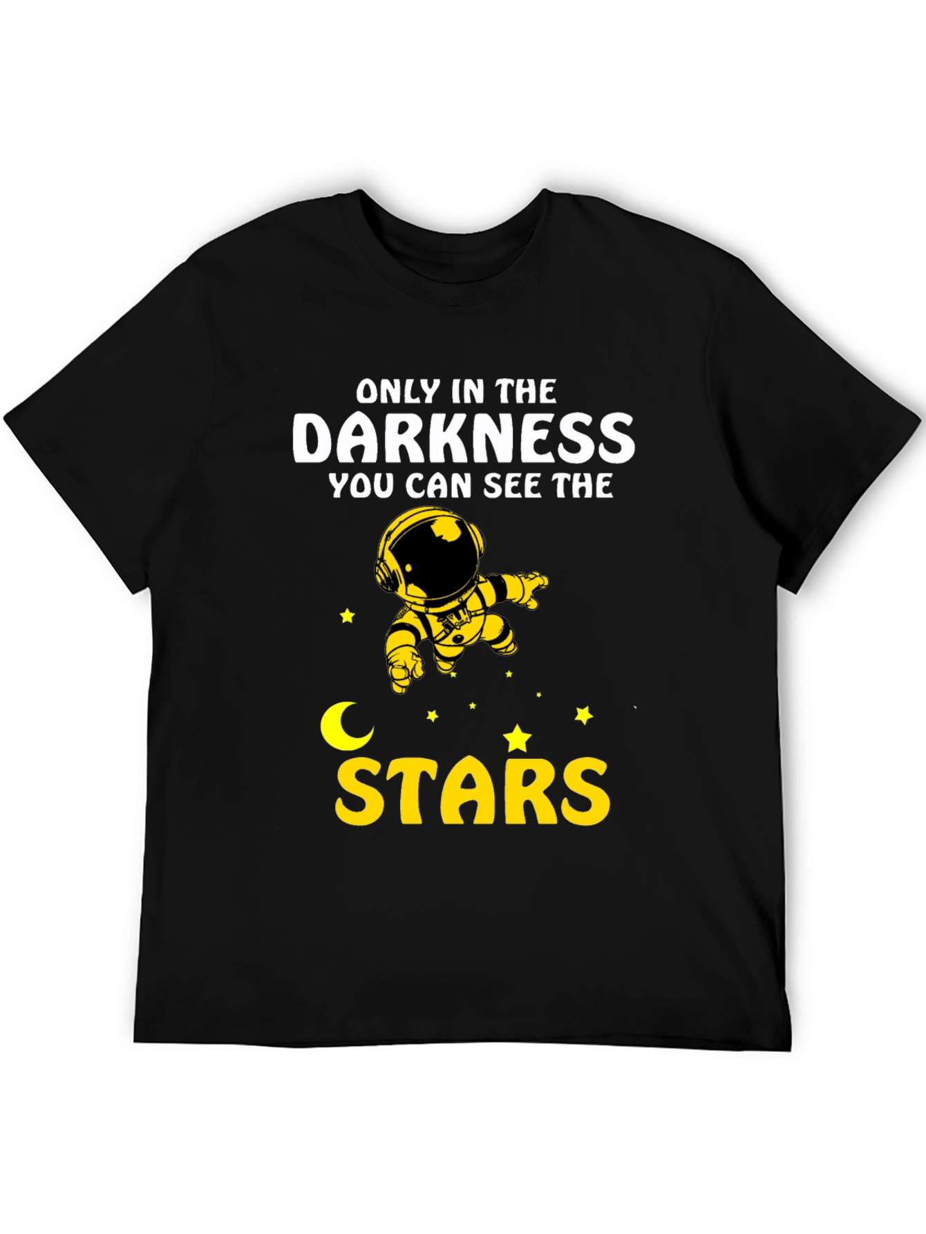 Black Darkness Stars Graphic T-Shirt - Astronaut Design view 5