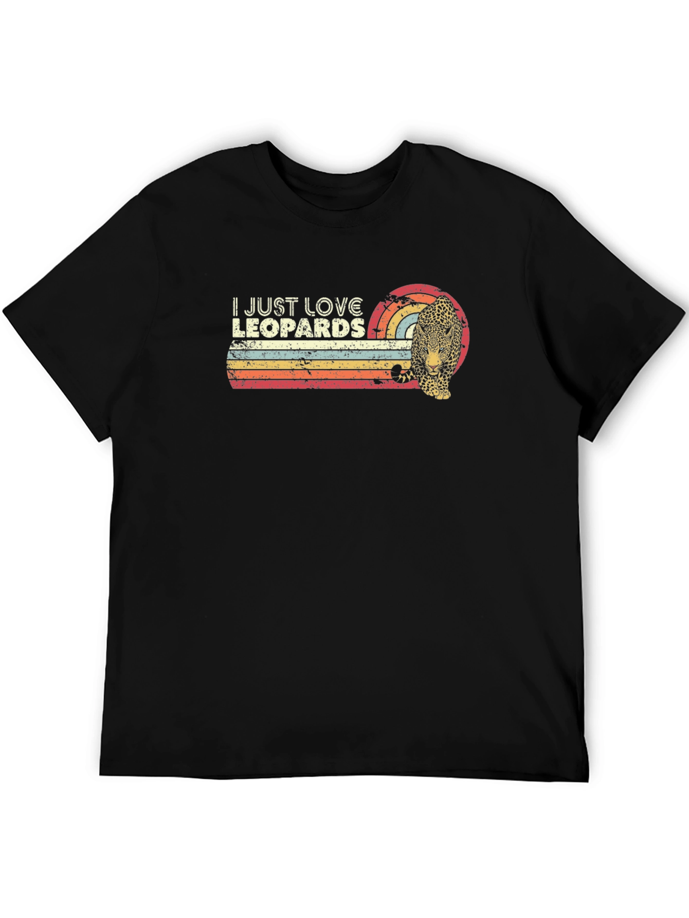Black I Just Love Leopards Retro Graphic Tee view 5