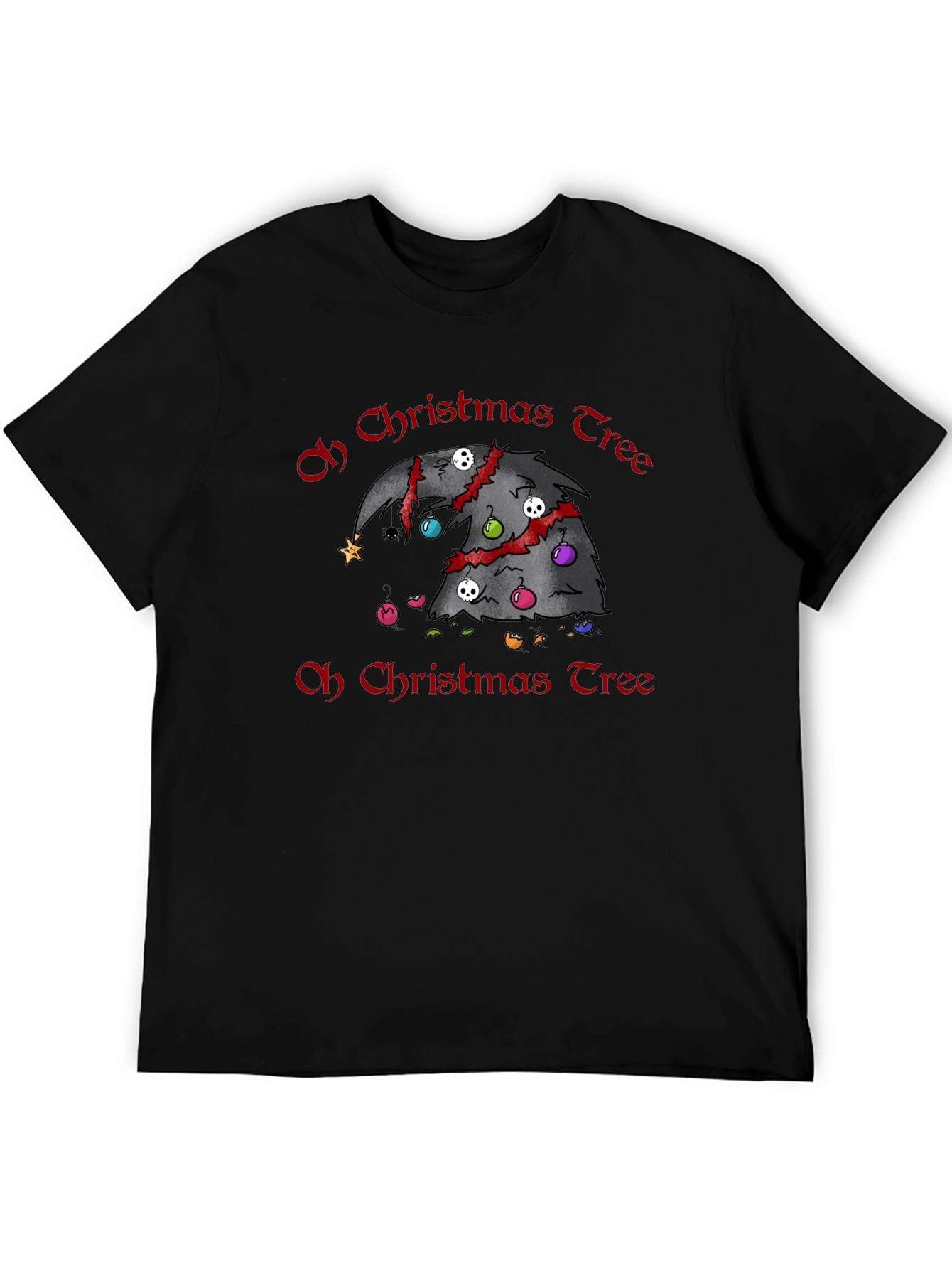 Black Gothic Christmas Tree T-Shirt - Horror Holiday Tee view 5
