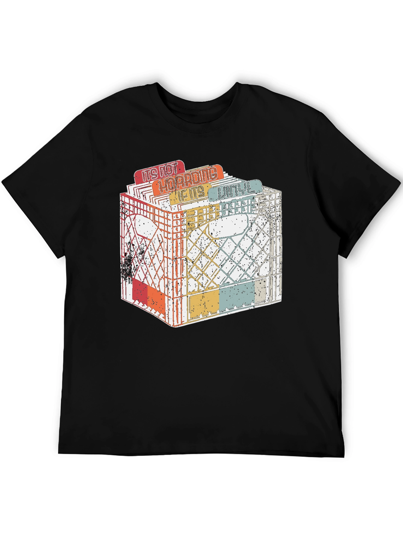 Black Vintage Vinyl Record Collector T-Shirt view 5