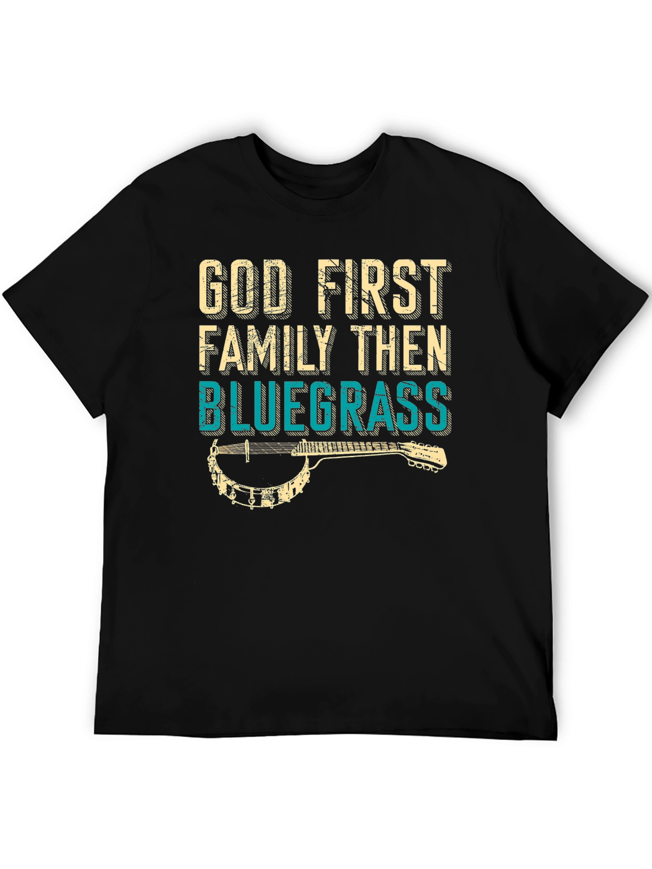 Black God First Family Then Bluegrass T-Shirt view 5