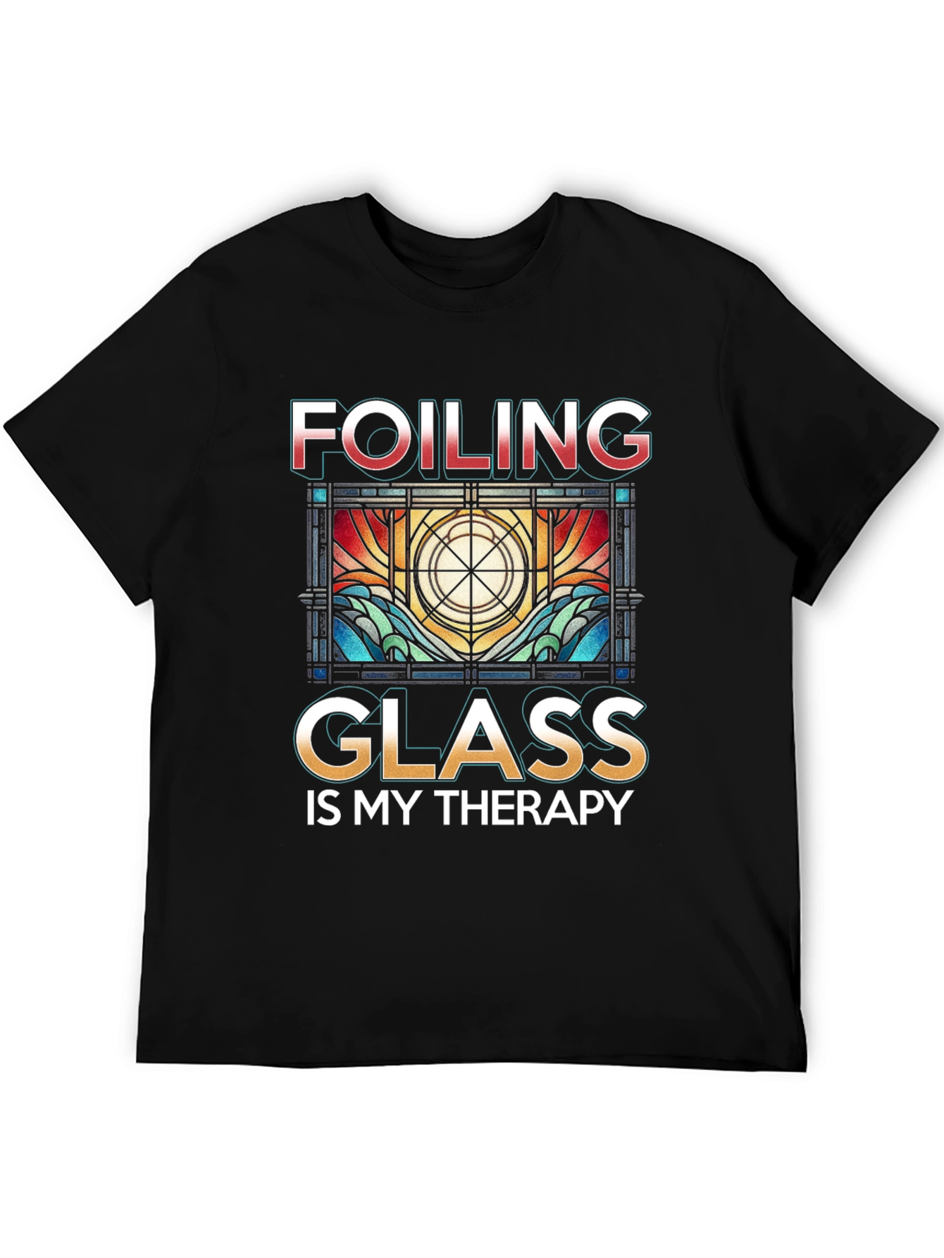 Black Foiling Glass Is My Therapy T-Shirt view 5