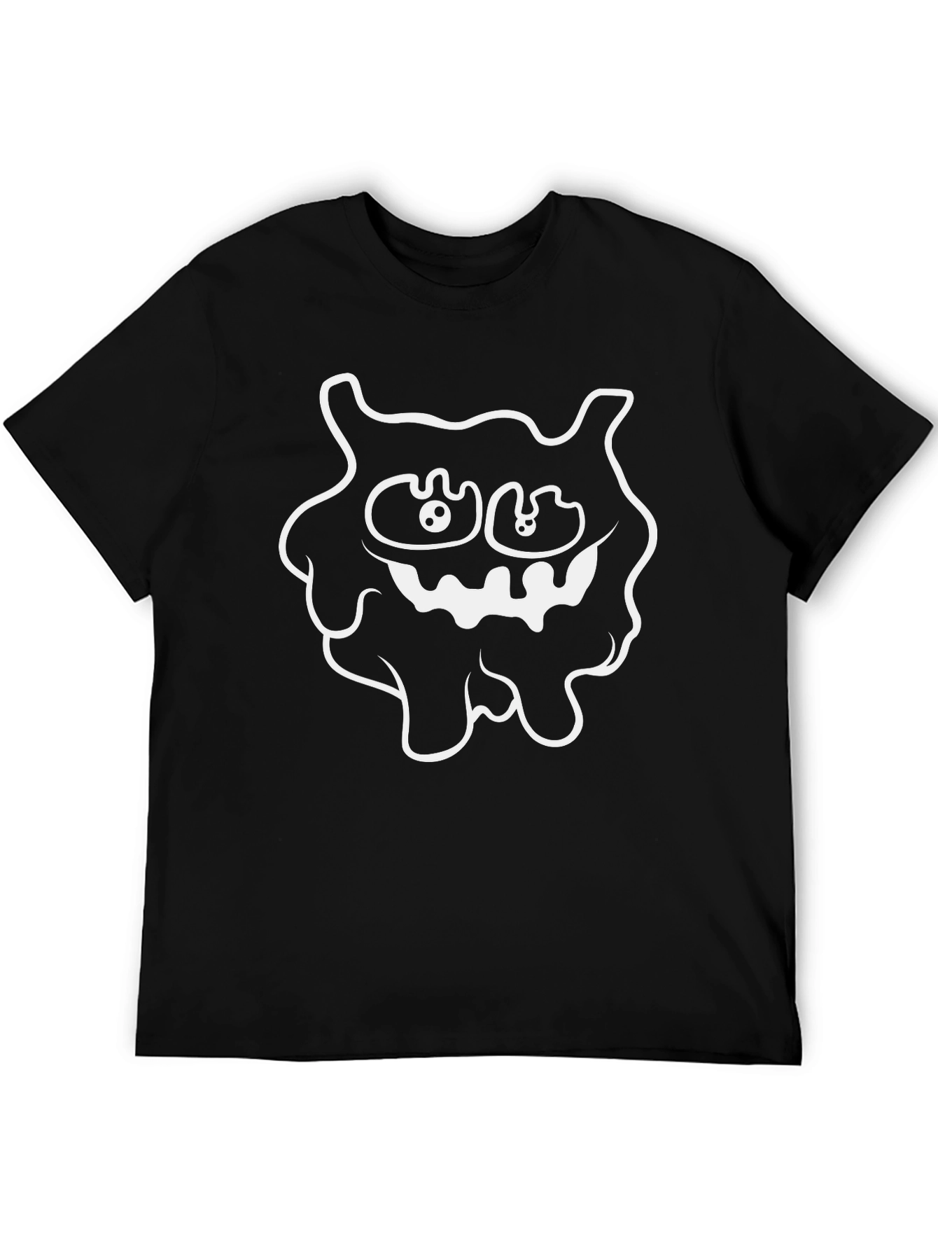 Black Funny Cartoon Monster Graphic Tee - Black view 5