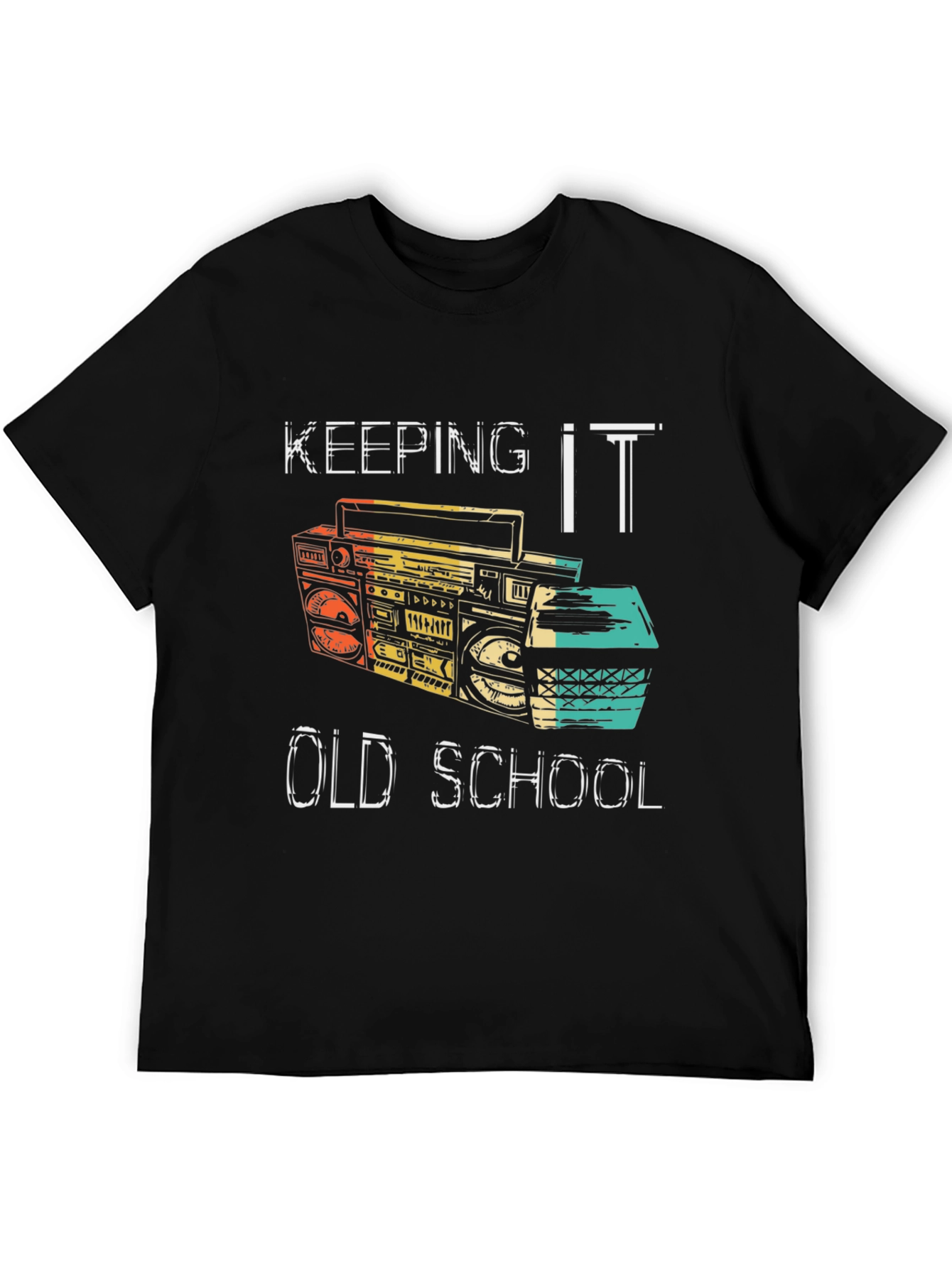 Black Keeping it Old School Retro Boombox Black T-Shirt view 5