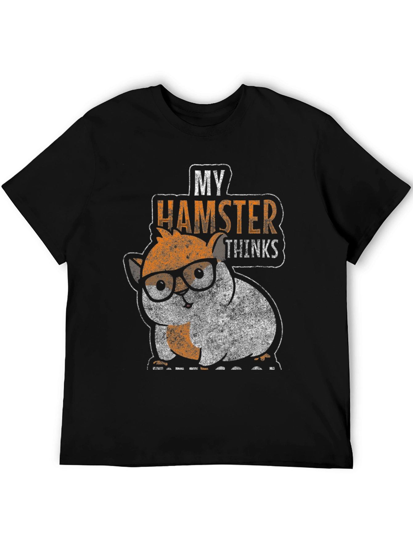Black My Hamster Thinks Graphic Tee view 5