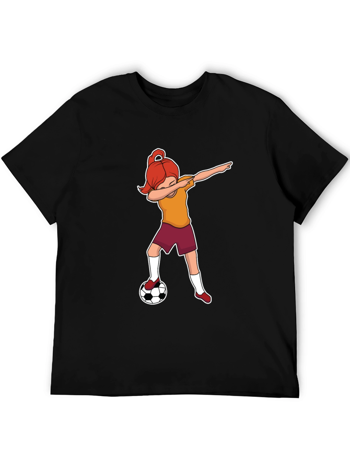 Black Soccer Dabbing Girl Graphic T-Shirt view 5