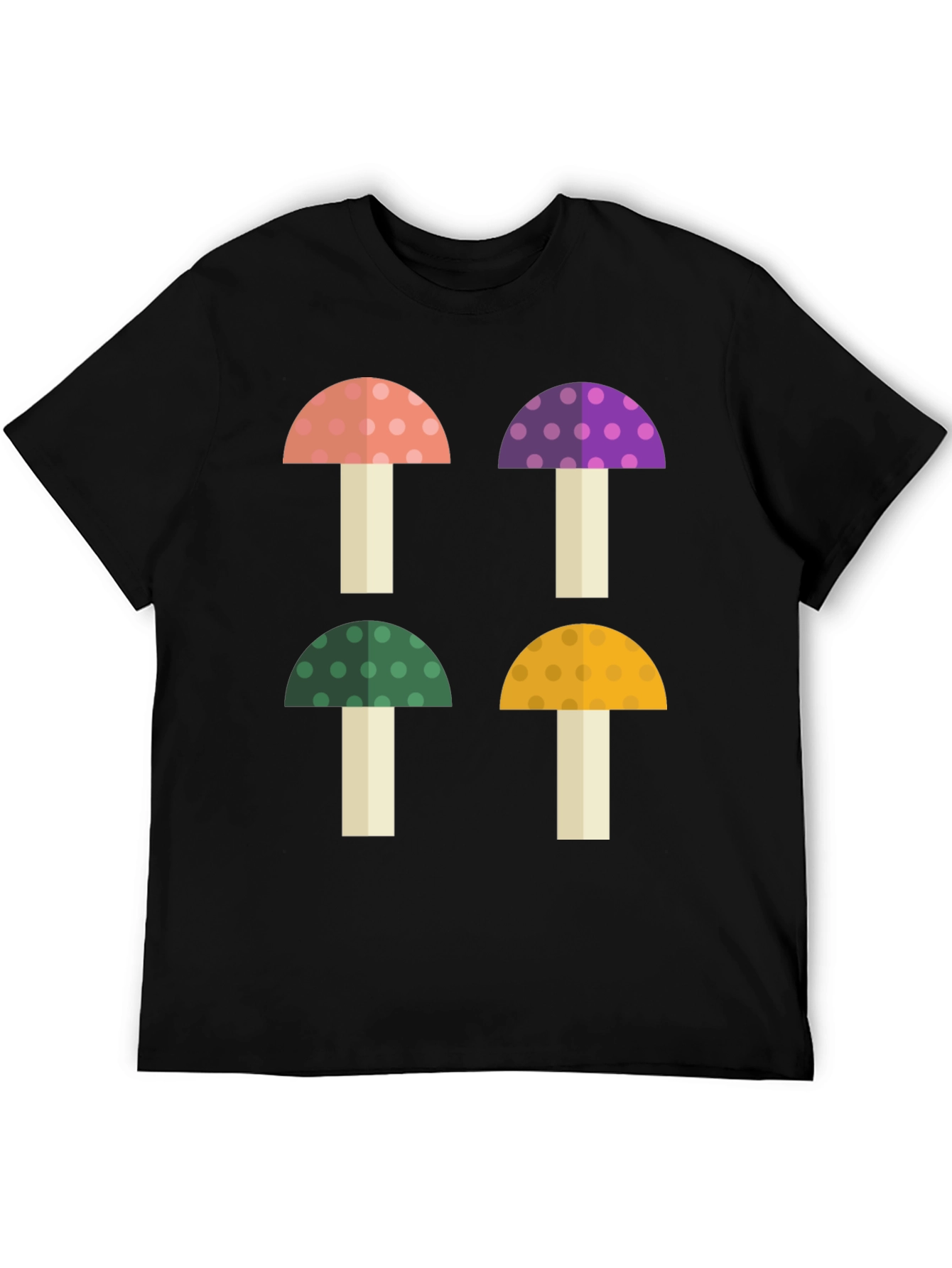 Black Funky Mushroom Graphic Tee - Novelty Shirt view 5