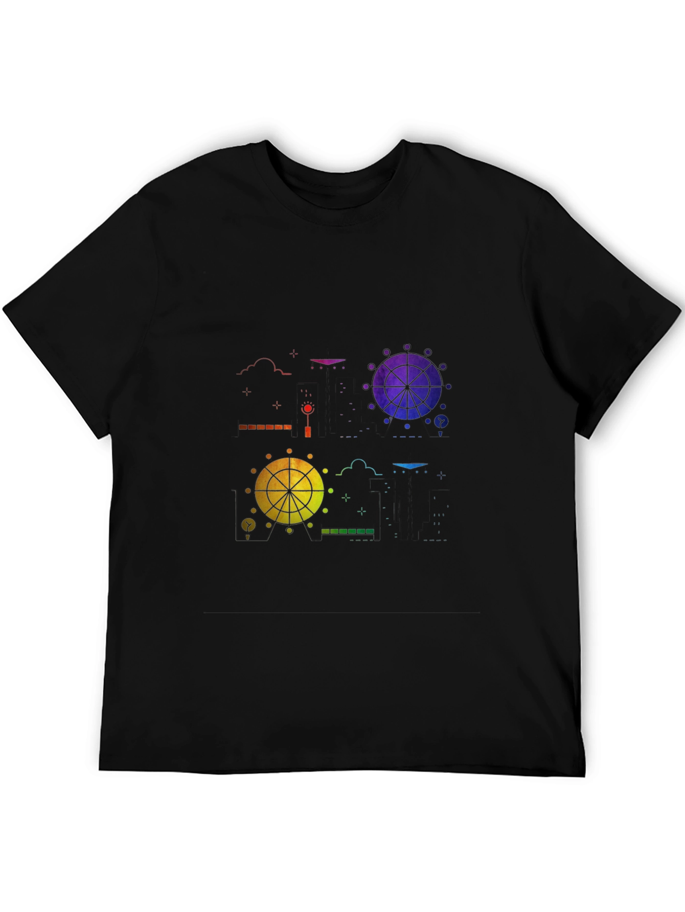 Black Rainbow Ferris Wheel Graphic Tee - Black view 5