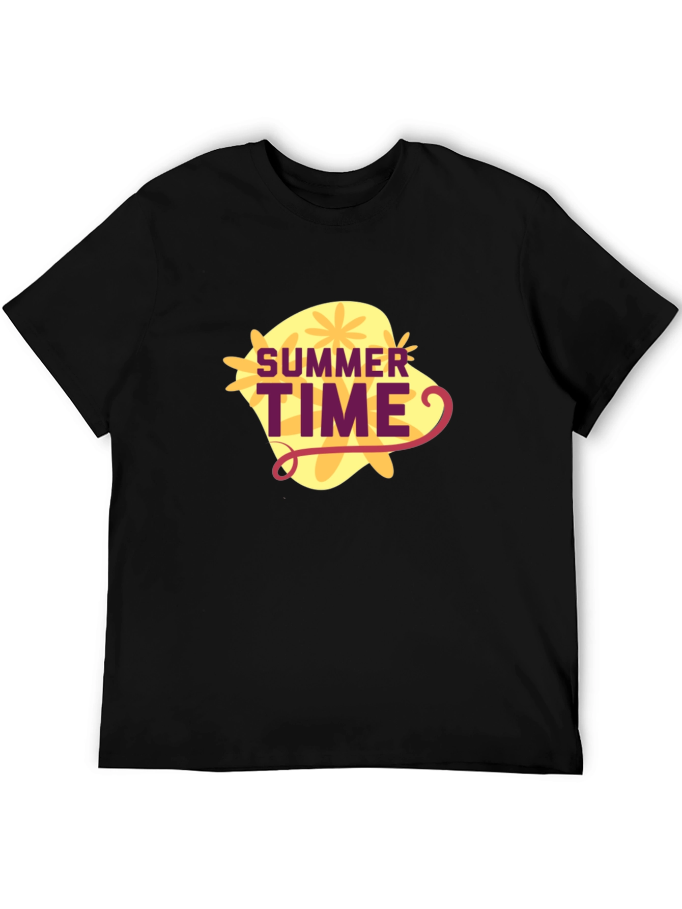 Black Summer Time Graphic Tee - Black Casual T-Shirt view 5