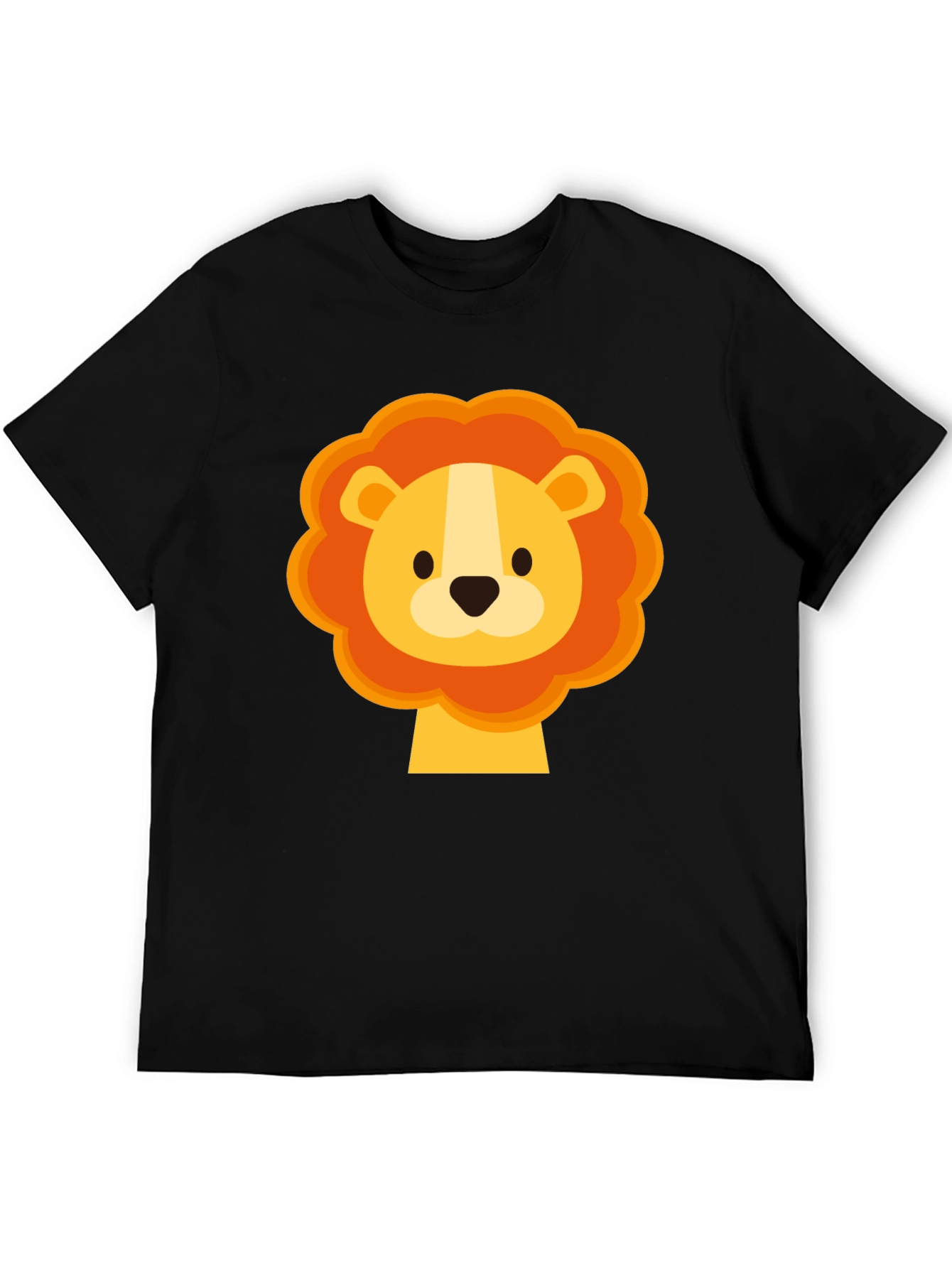 Black Cute Lion Graphic Black T-Shirt view 5