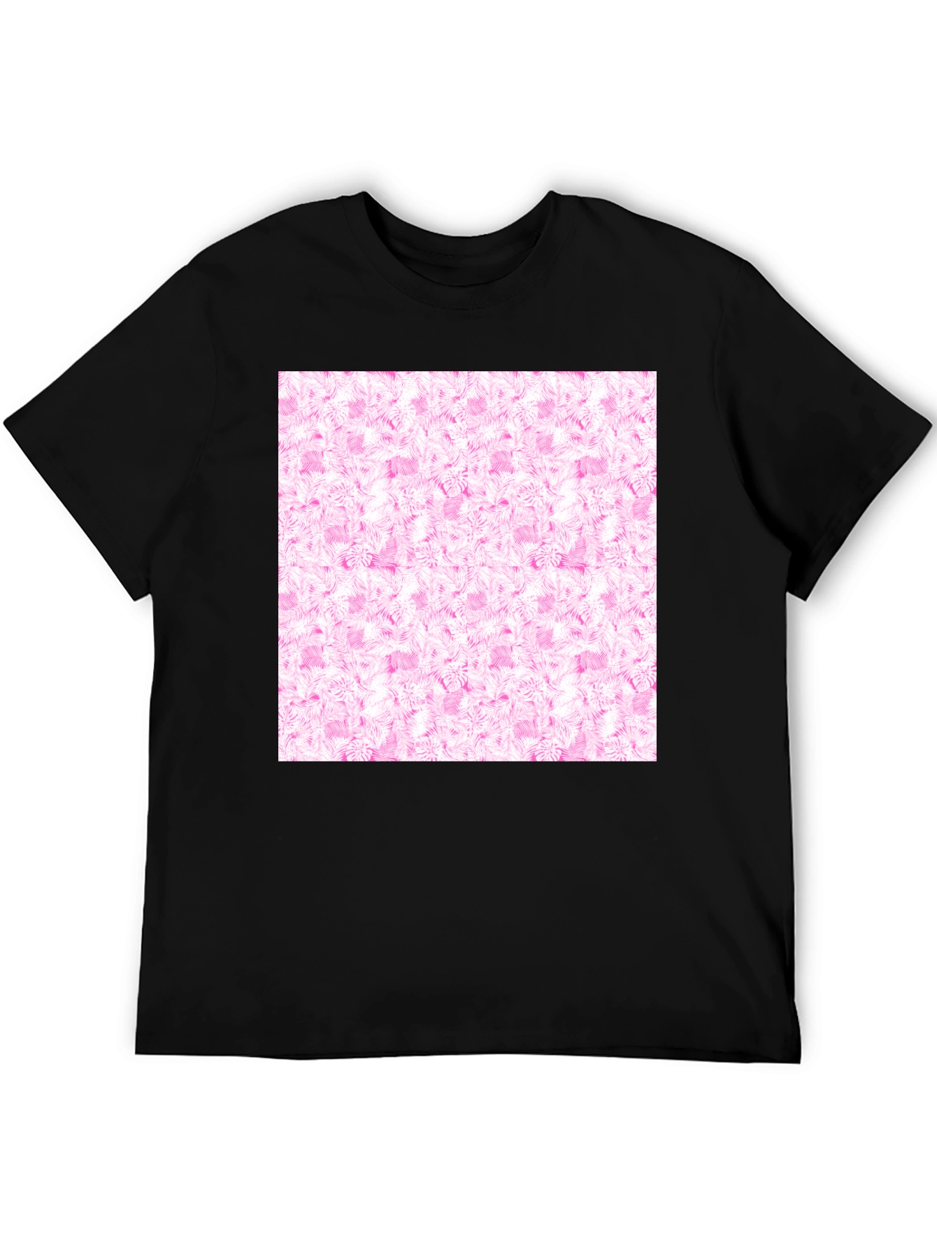Black Black Tee with Pink Floral Pattern view 5