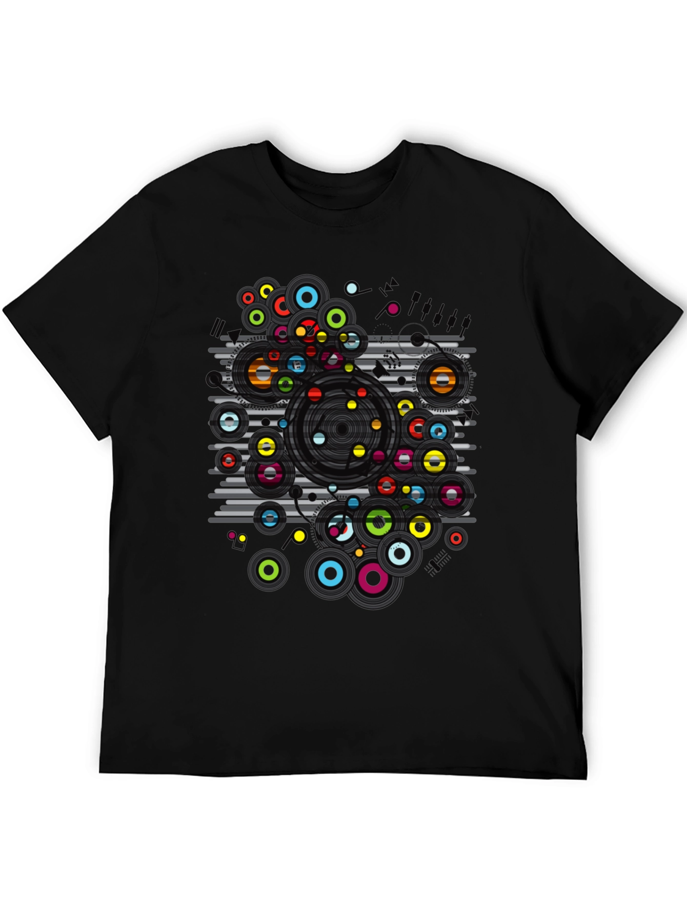 Black Abstract Circles Graphic T-Shirt - Modern Art Tee view 5