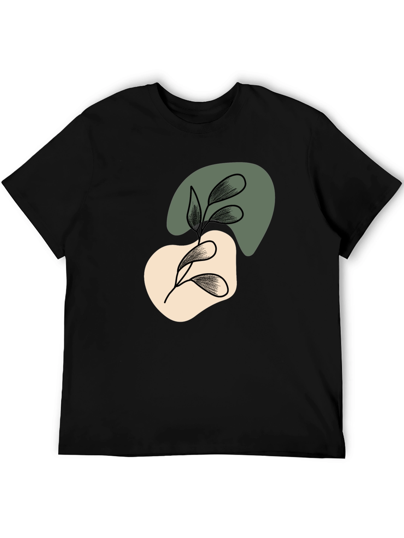 Abstract Leaf Graphic Black T-Shirt - 5