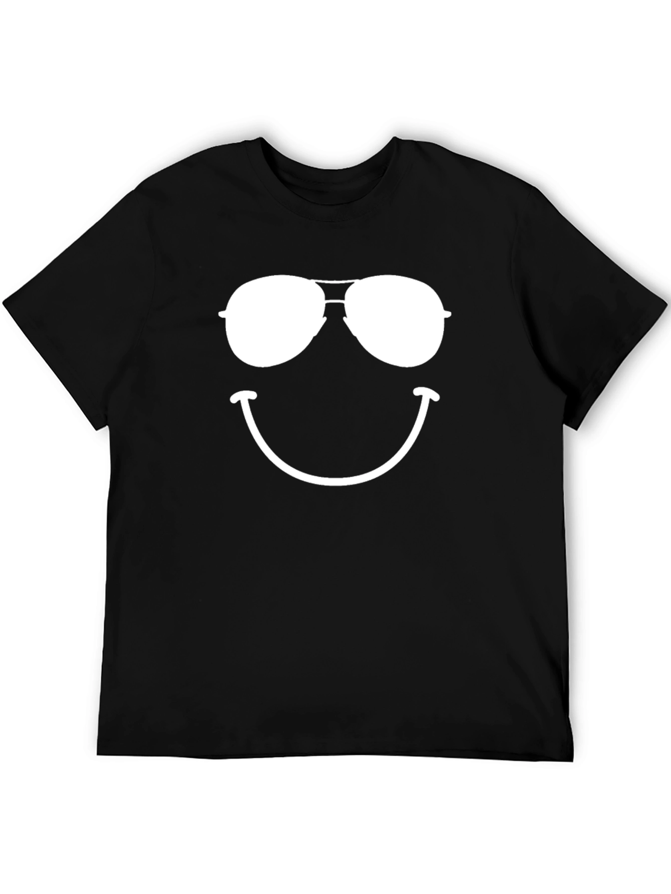 Black Cool Aviator Smiley Face T-Shirt view 5
